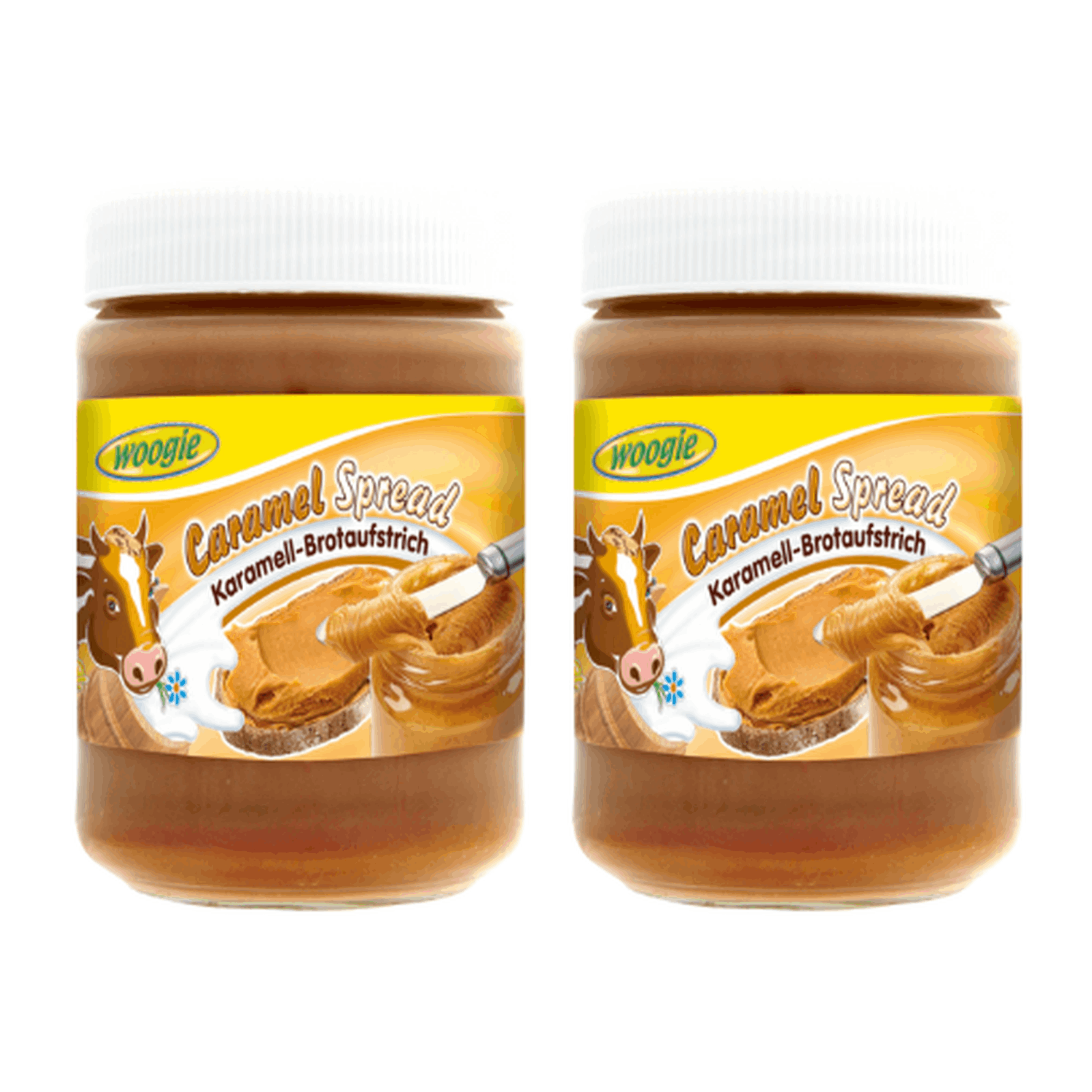 Woogie Caramel Bread Spread 2 X 400 G - Creamy Caramel Spread - Sweet Bread Spread For Bread, Pancakes & Desserts