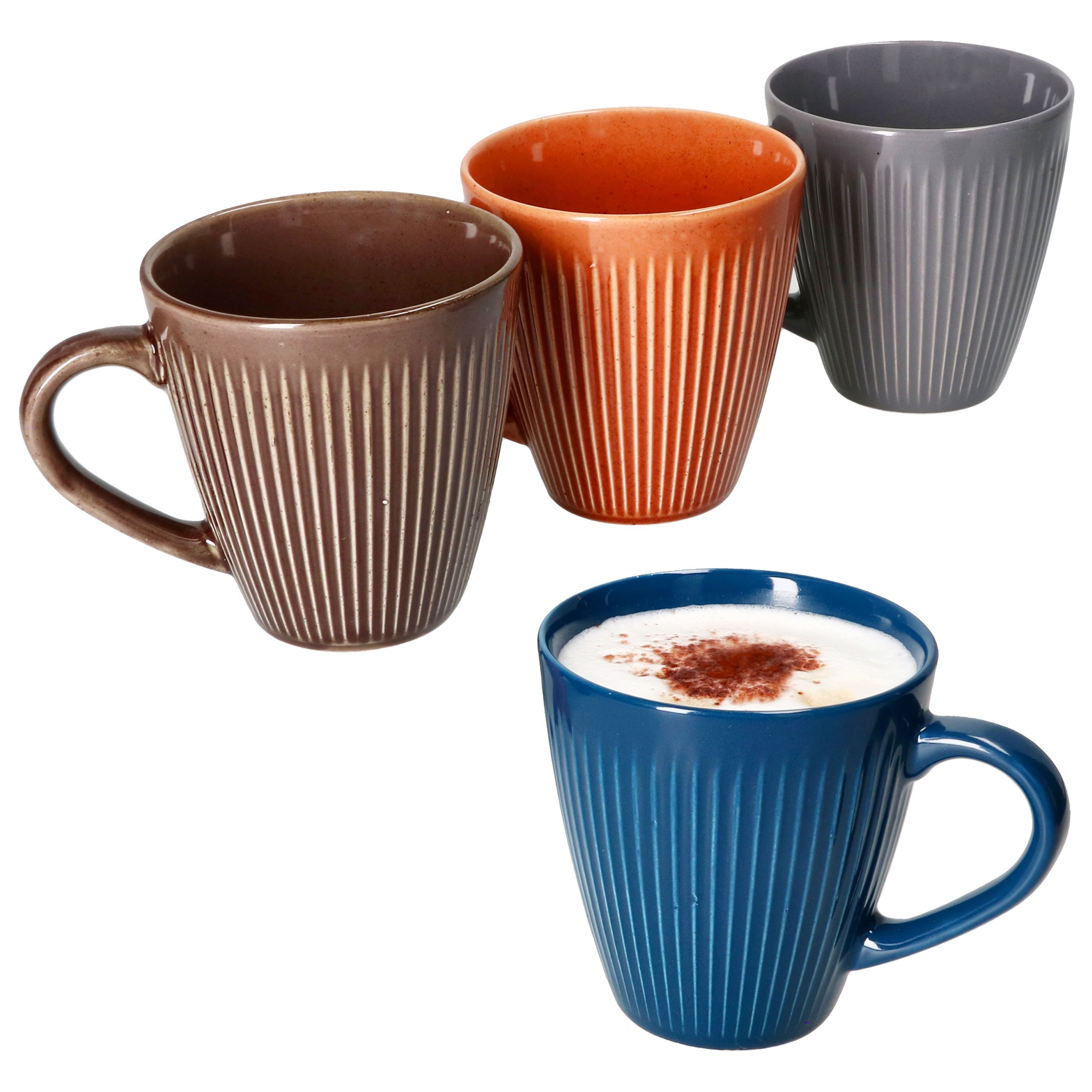 Image of 4-piece Cup Set Terracotta, Blue, Brown & Gray – 78895