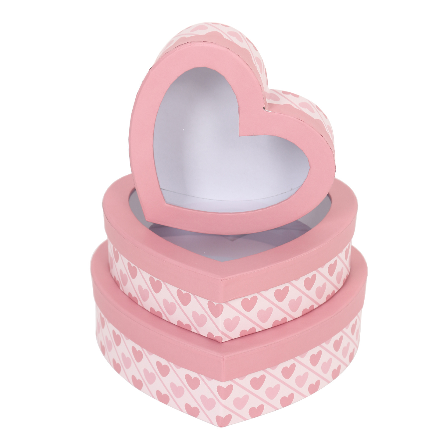 TEMU J/3 de Regalo de Apilable (Diseño de Estampado, 3 Tamaños) | de Joyería de (Estampado de Corazones/Cuadros, Ideal para San Valentín) | de