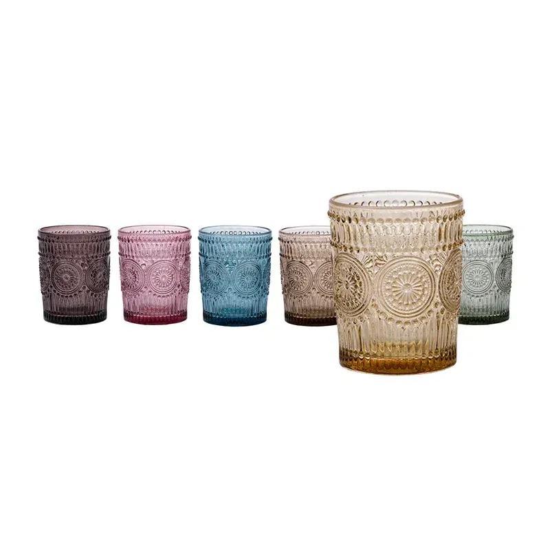 TEMU Color Glass Tumblers 30 Cl - Set Of 6 Multicolor, Elegant With Decorations