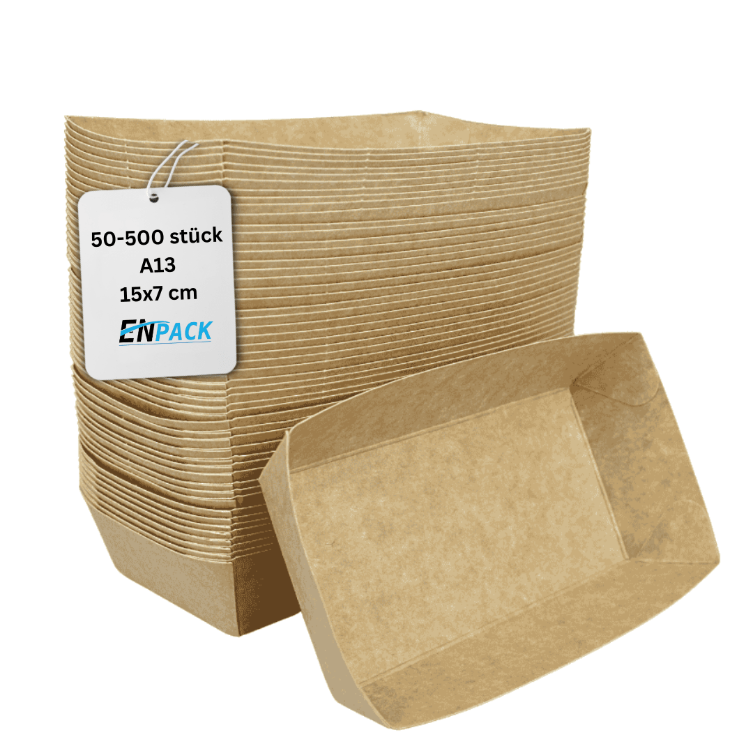 Image of Snack Bowls A13 – 50-500 Paper Snack Boxes, 15×7×3.5 Cm | 440 Ml Disposable Bowls | Ideal For Fries, , Tapas, Chips & Catering