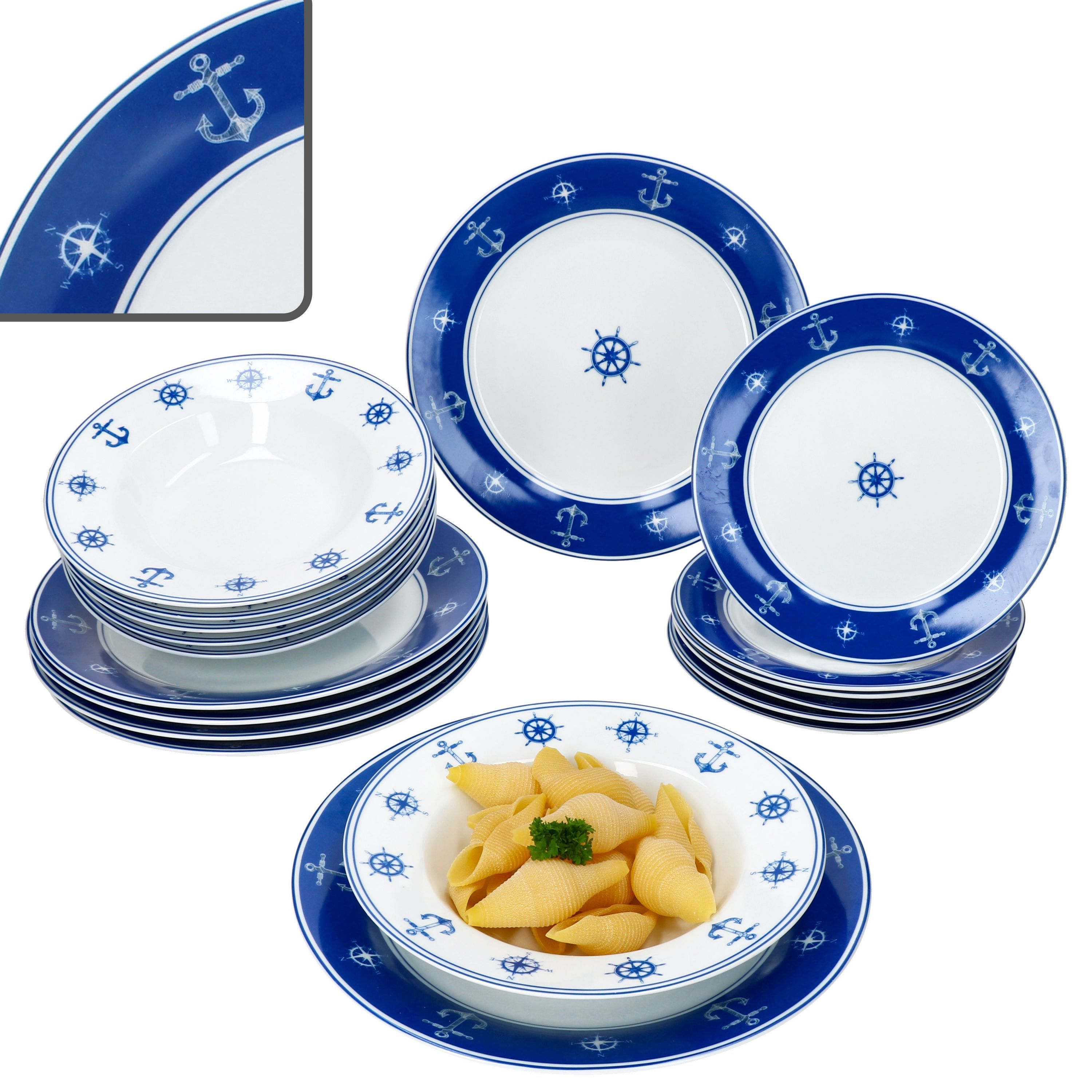 Image of 18-piece Porcelain Dinnerware Set For 6 People