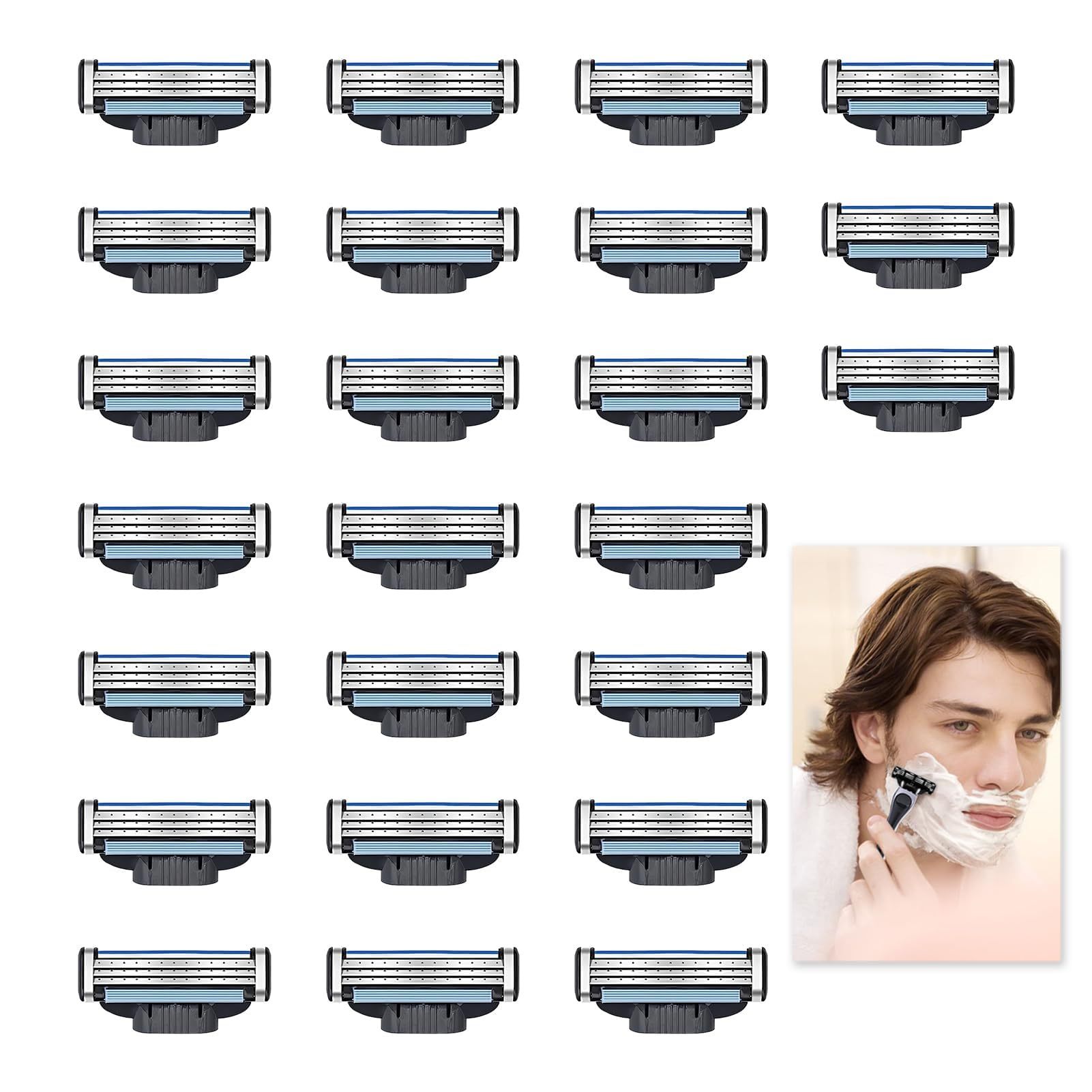 Fusion 5 Holder Compatible With Safety Razors, 5-layer Blade Replacement, Stainless Steel Handle, Men's Shaving Razor, For Body And Facial Hair Removal