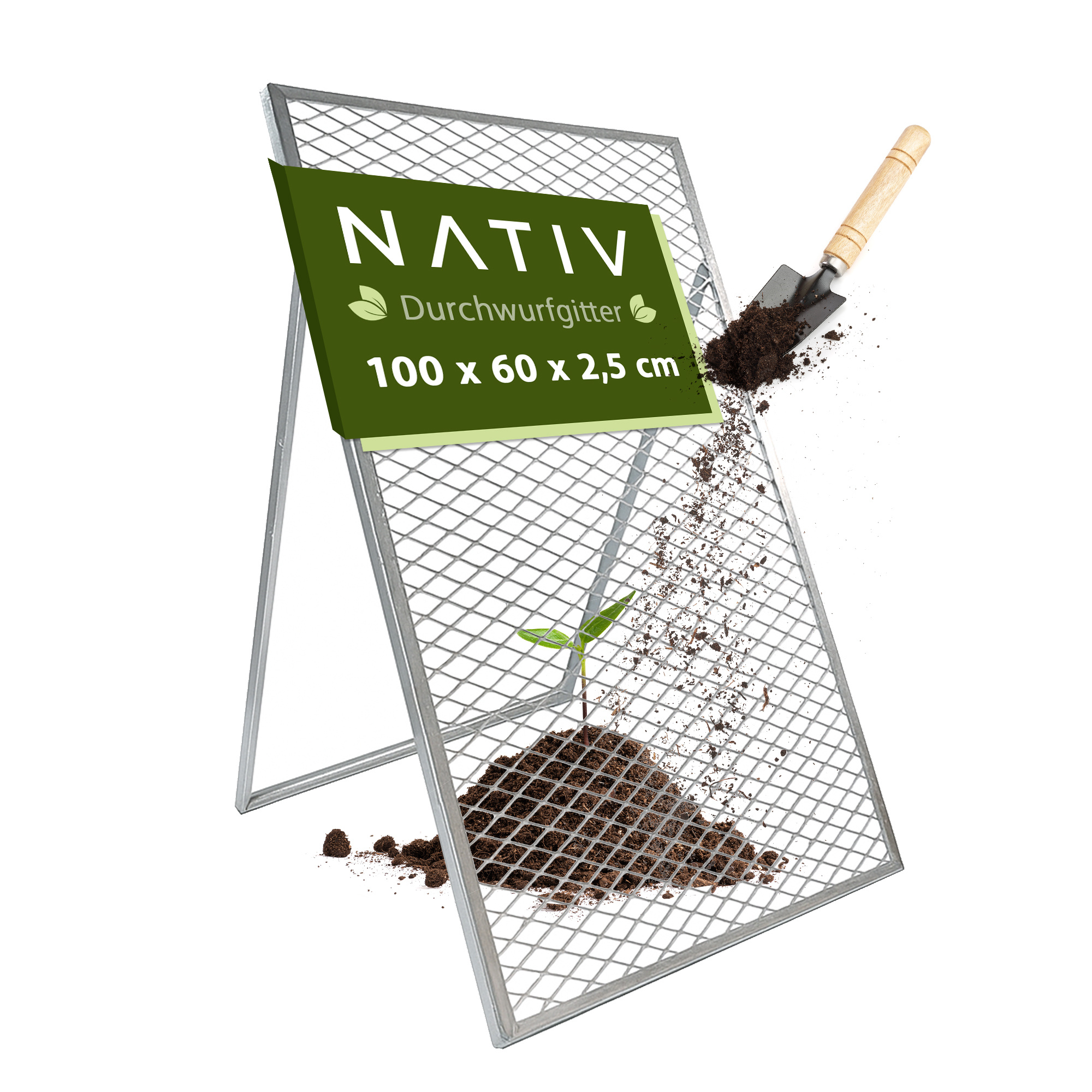 Image of Pass-through Sieve 100x60 Cm Made Of Galvanized Steel – Garden Sieve For Soil & Compost