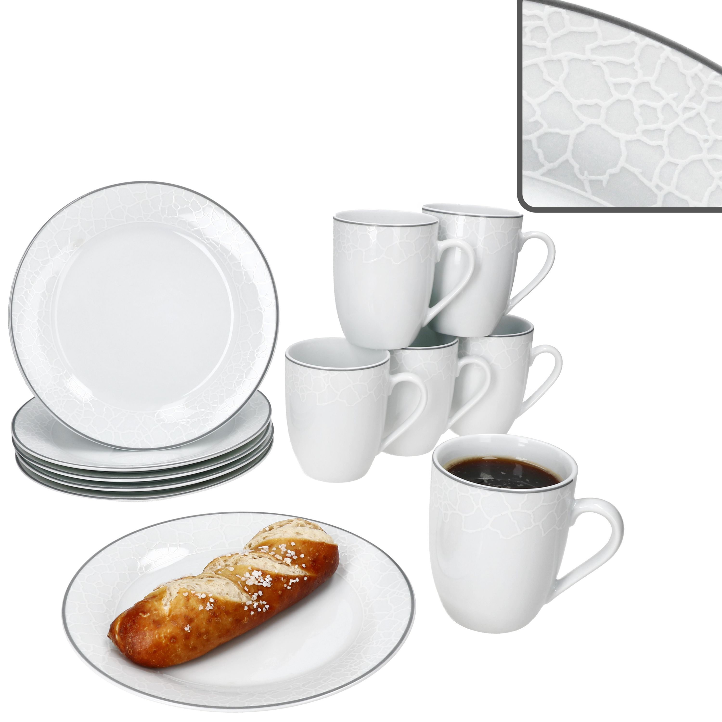 12pcs Venedig Breakfast Set Made Of Porcelain For 6 People
