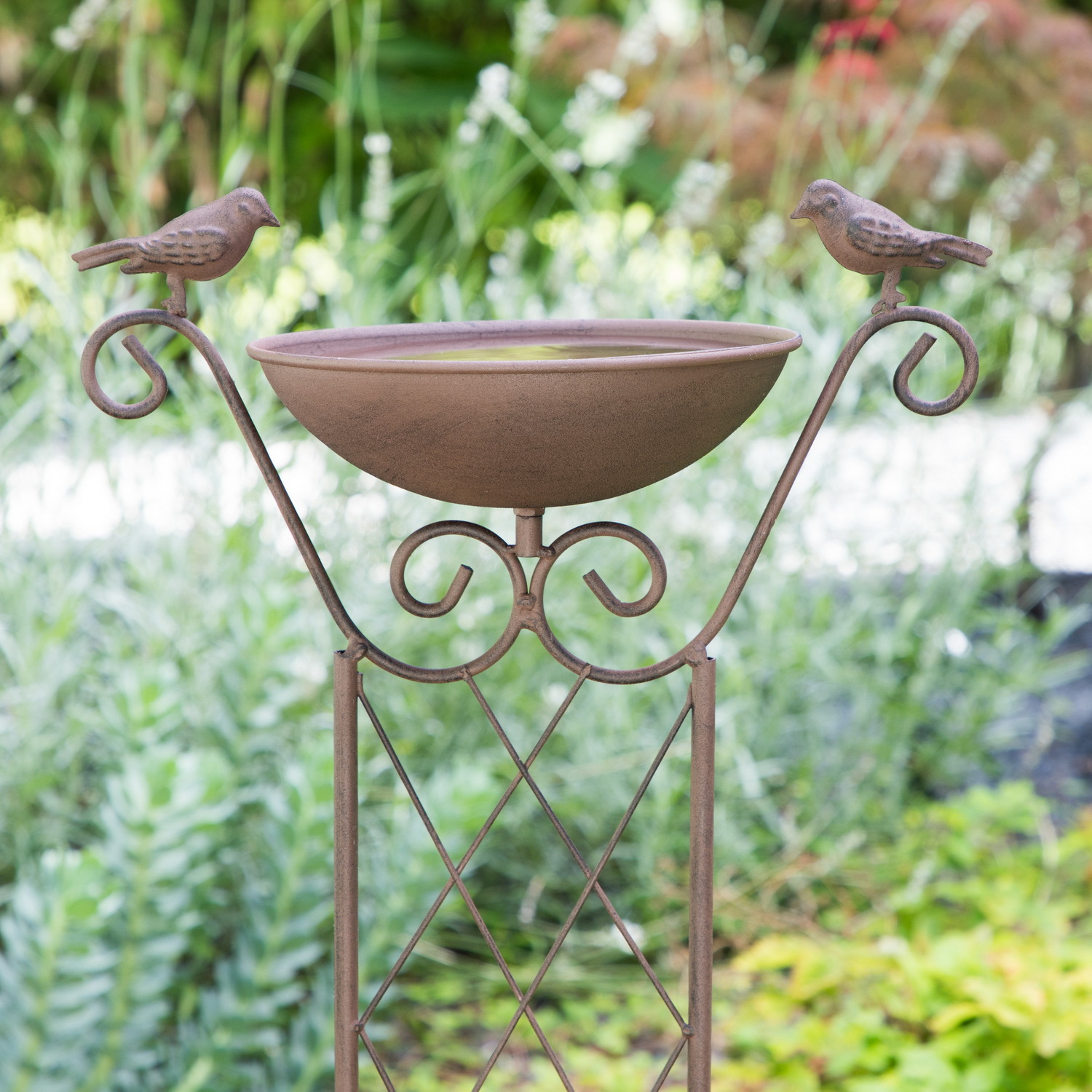 2-in-1 Bird Feeder And Plant Support With , Bird Waterer, Trellis, Garden Decor, Water Bowl, Bird Feeding Dish With 2 Decorative Birds, Garden Decoration, Animal Waterer, Bird Drinking Station
