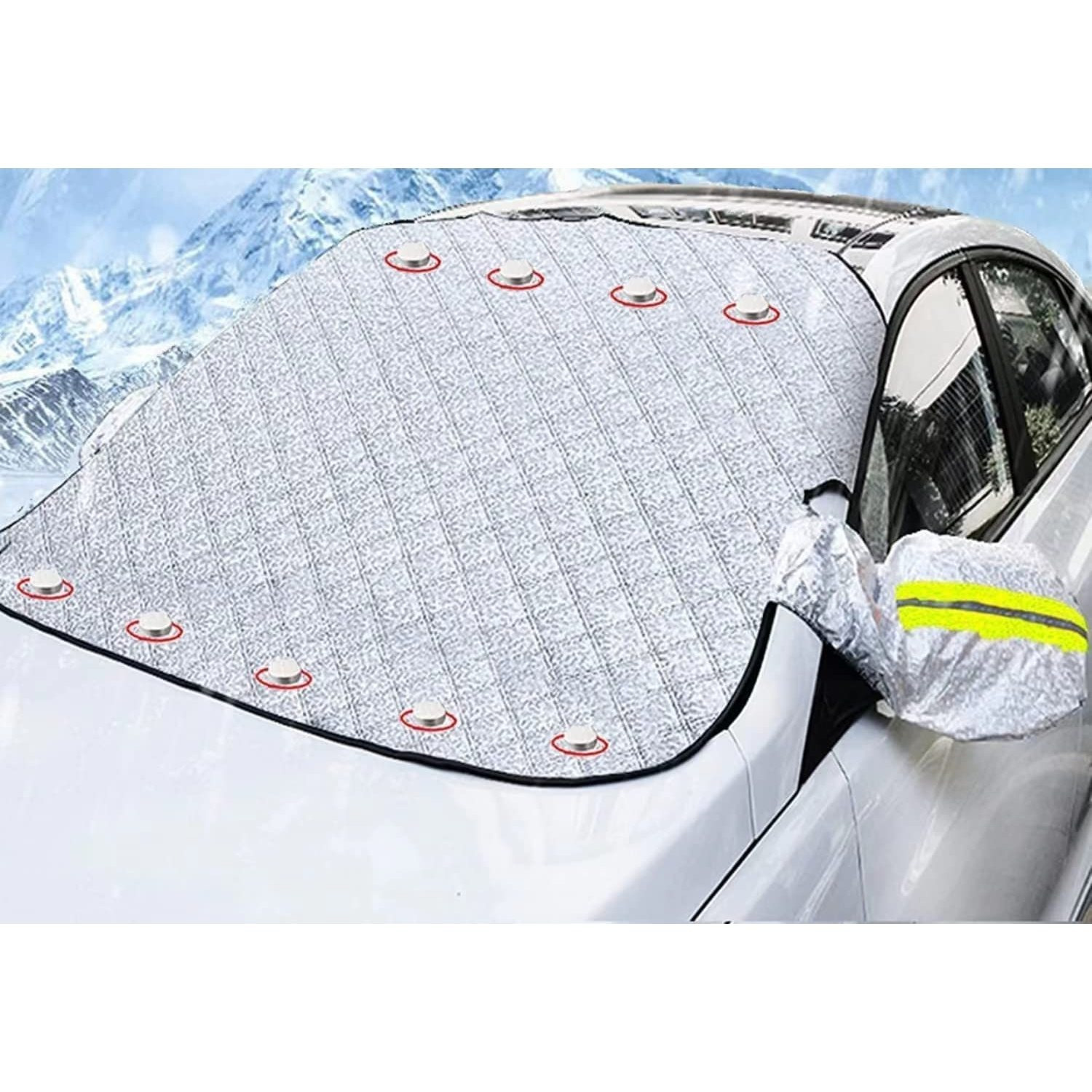 TEMU Protector para Parabrisas Protector de Parabrisas con Magnético Universal Protector Parabrisas Hielo de Hielo, Nieve Viento y Lluvia con Dos