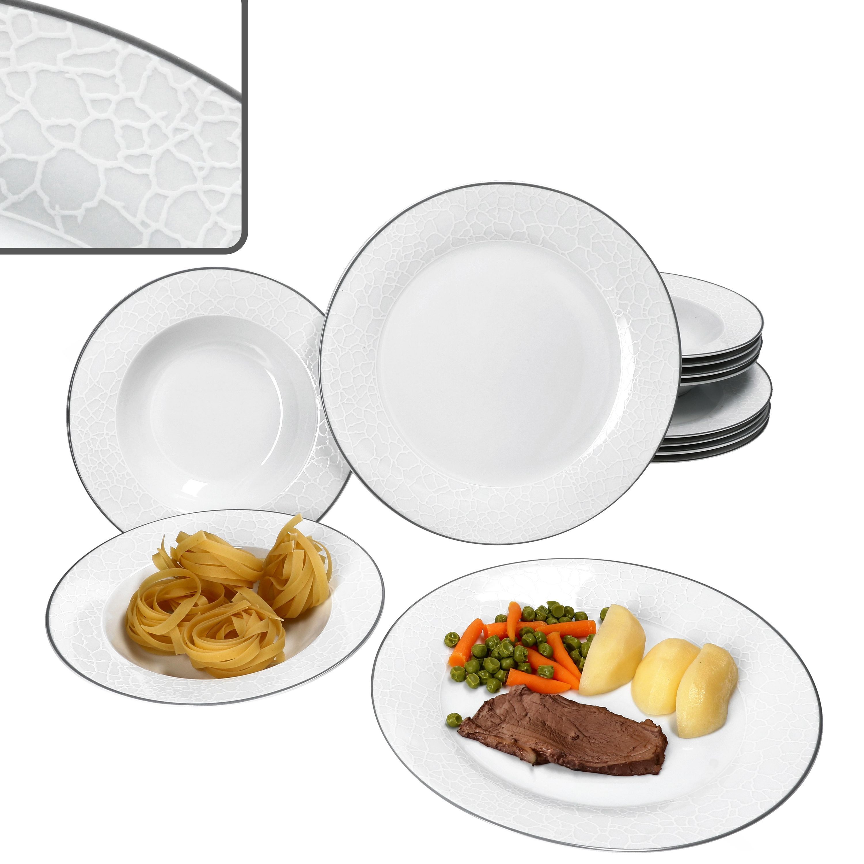 12-piece Venedig Porcelain Dinnerware Set For 6 People