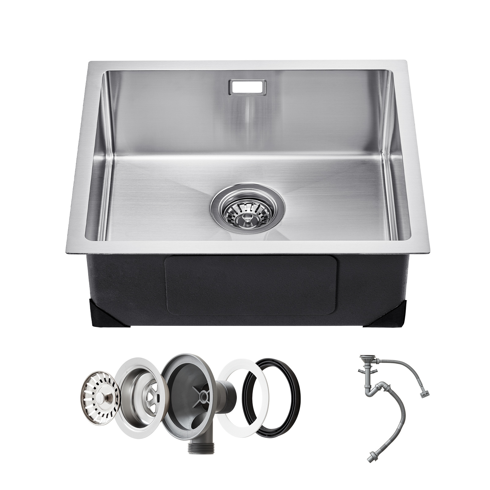 Image of Vevor 50cm Kitchen Sink Workstation, 304 Stainless Steel Undermount Sinks, Single Bowl Farmhouse Basin With Accessories, Household Dishwasher Sinks For Rv, , Laundry Room, Bar
