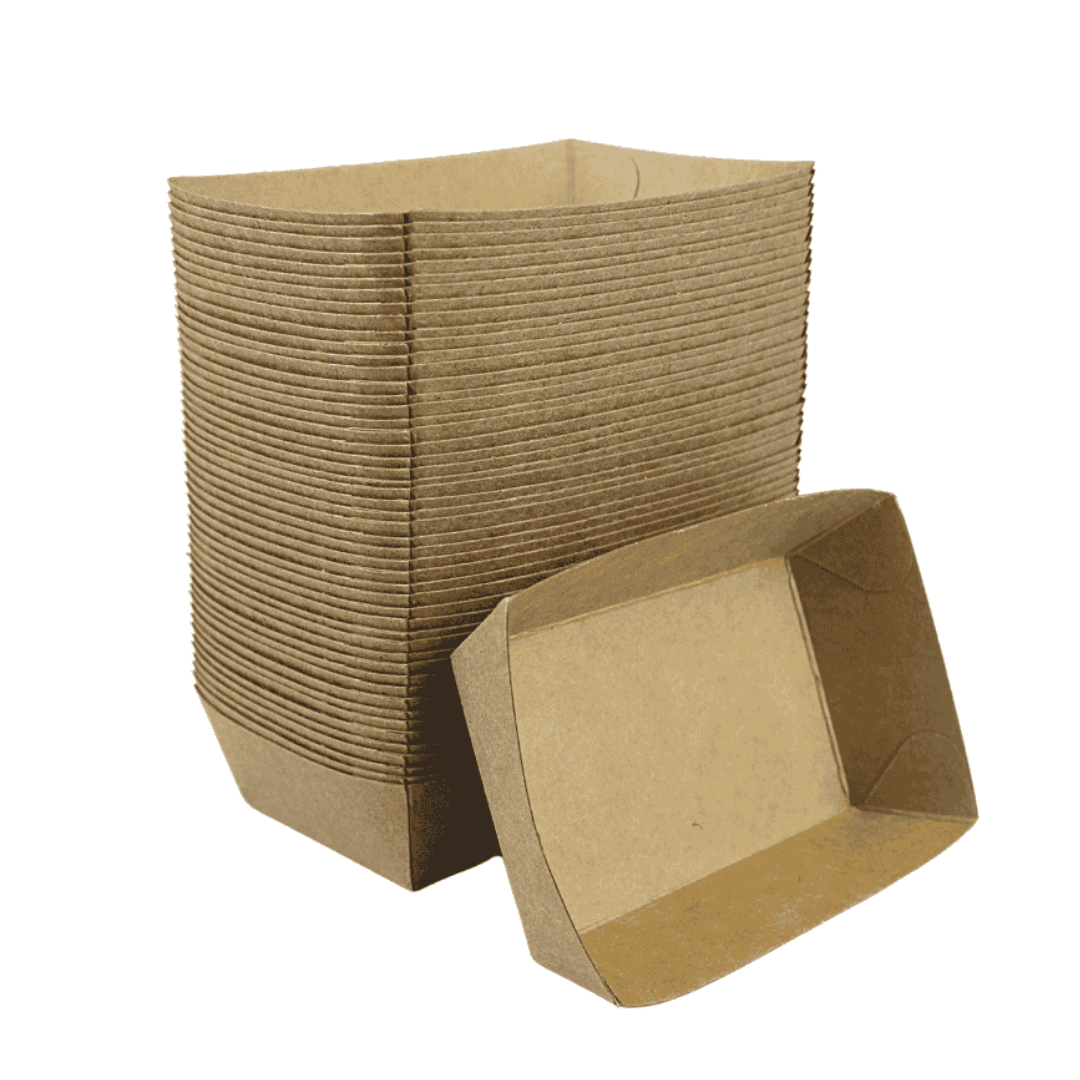Image of Snack Trays A9 - 50 - 500 Paper Snack Boxes 15x10x3.5 Cm | 500 Ml Disposable Trays | & Stable | Ideal For Fries, Tapas, Chips, & Catering