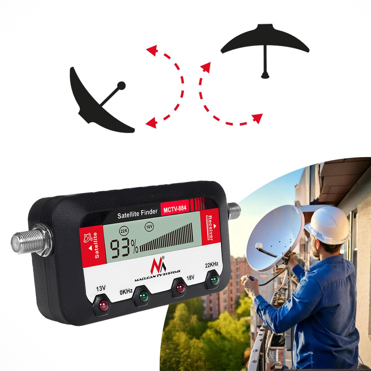 TEMU Digital Satellite Finder Sat-finder With Lcd Display, Sensitive, Includes 25cm F-, Latest Microprocessor