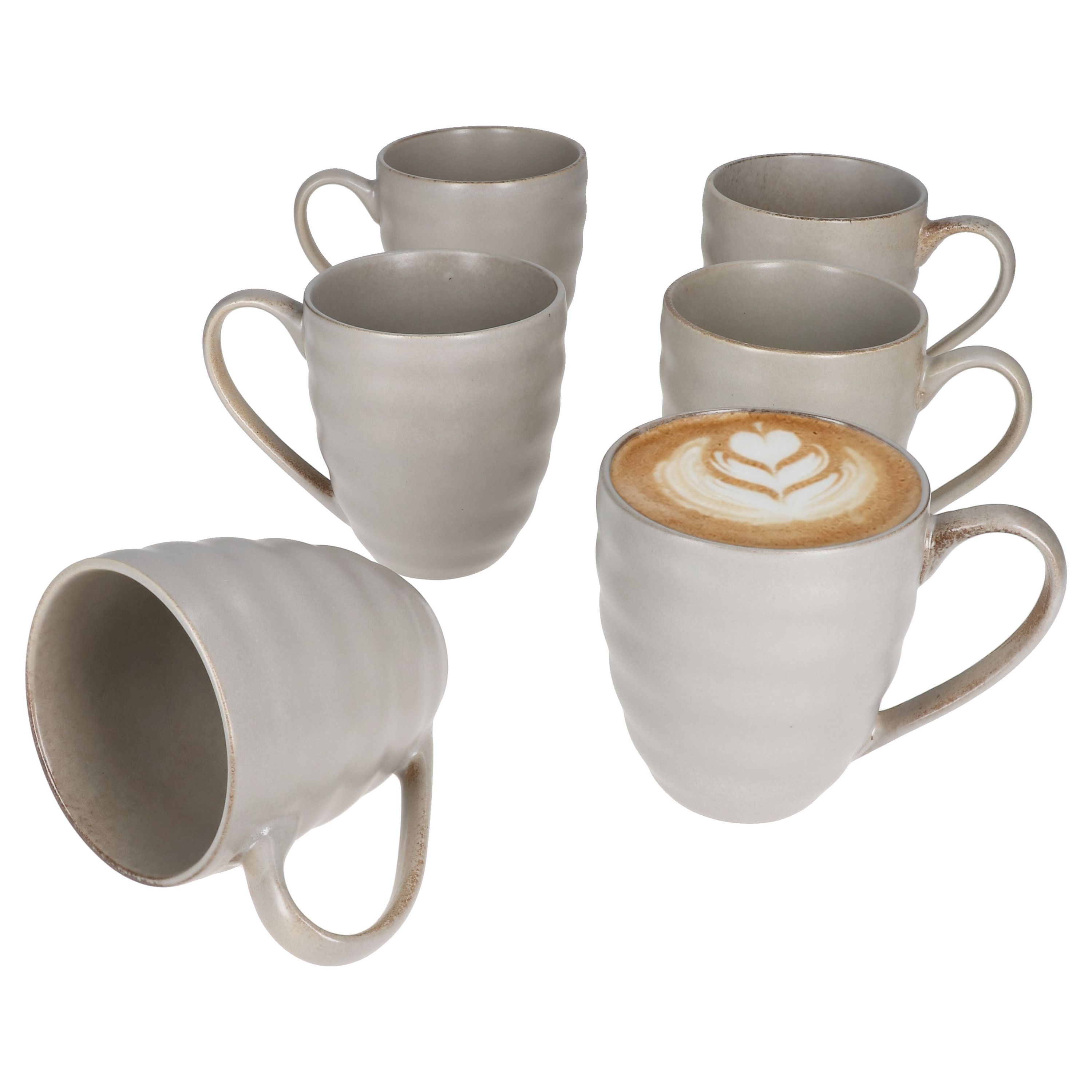 6pcs Set Clay Gray Coffee Cups Made Of Stoneware For 6 People - 24321631