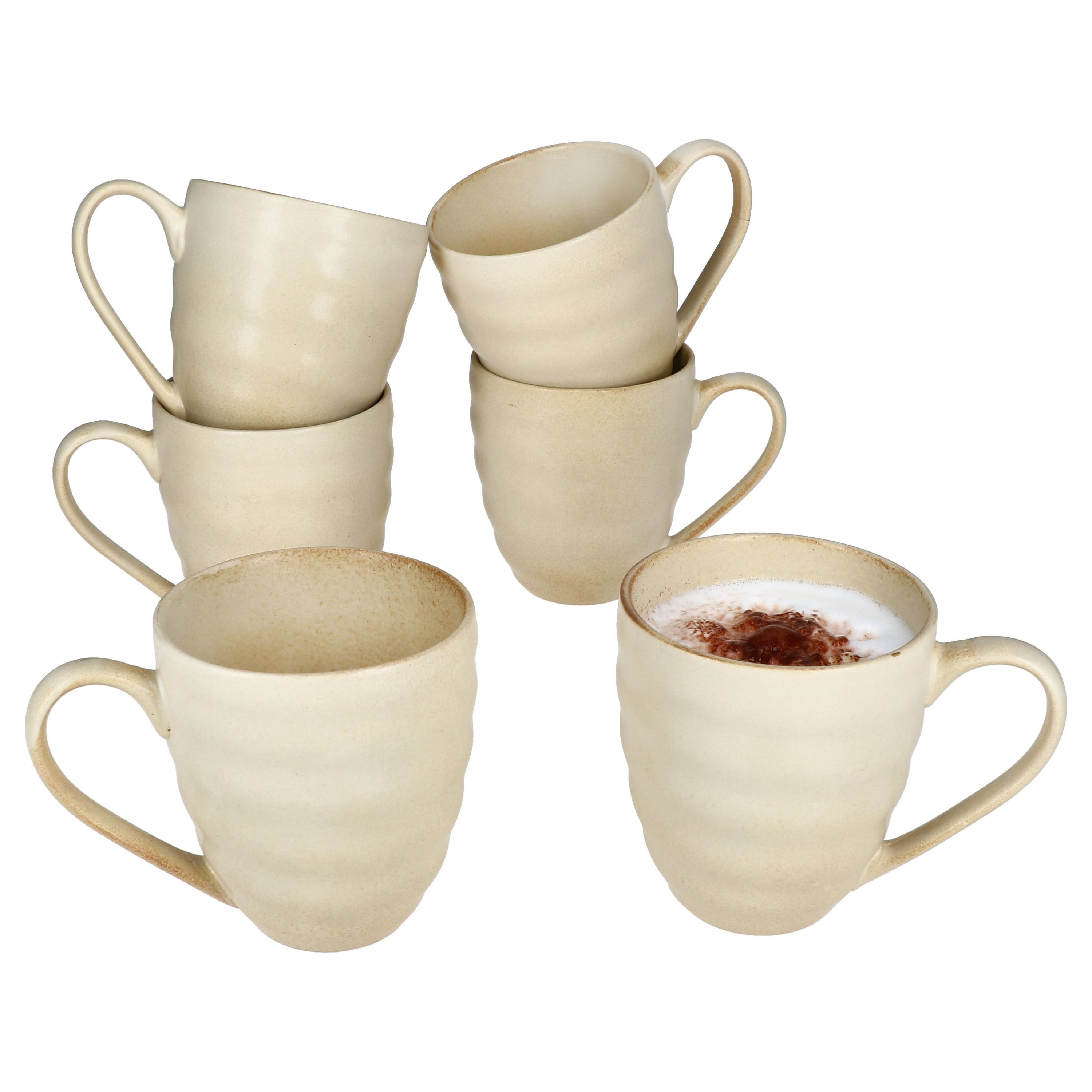 6-piece Set Clay Beige Stoneware Coffee Mugs For 6 People - 24321654