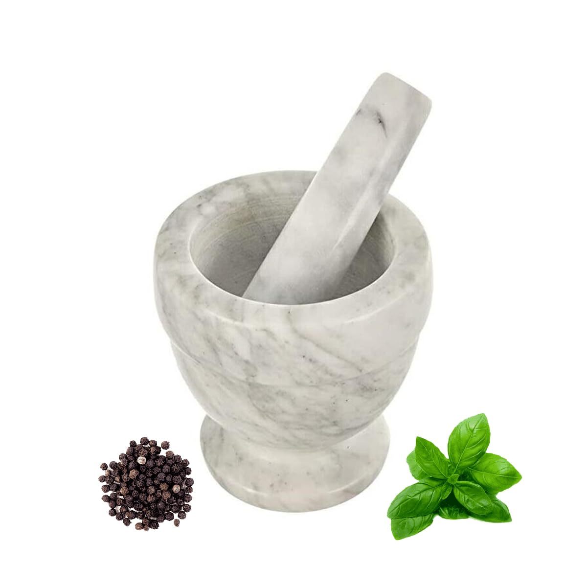 TEMU Nobile Marble Mortar With Pestle, Manual Kitchen Stone Grinder, Resistant And Elegant, Random Color. Grinding Pesto Garlic Pepper Spices.
