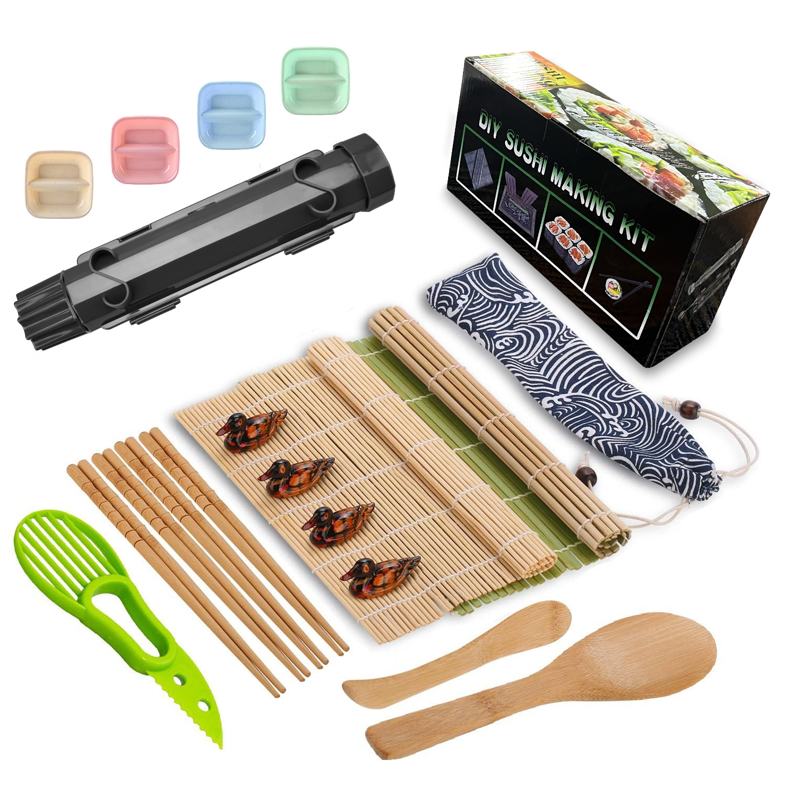 TEMU 19-piece Sushi Making Kit, Diy Tool Set With Rice Mold, Nori Press, Non-electric Sushi Maker Combo For Homemade Sushi Rolls & Sushi Molds