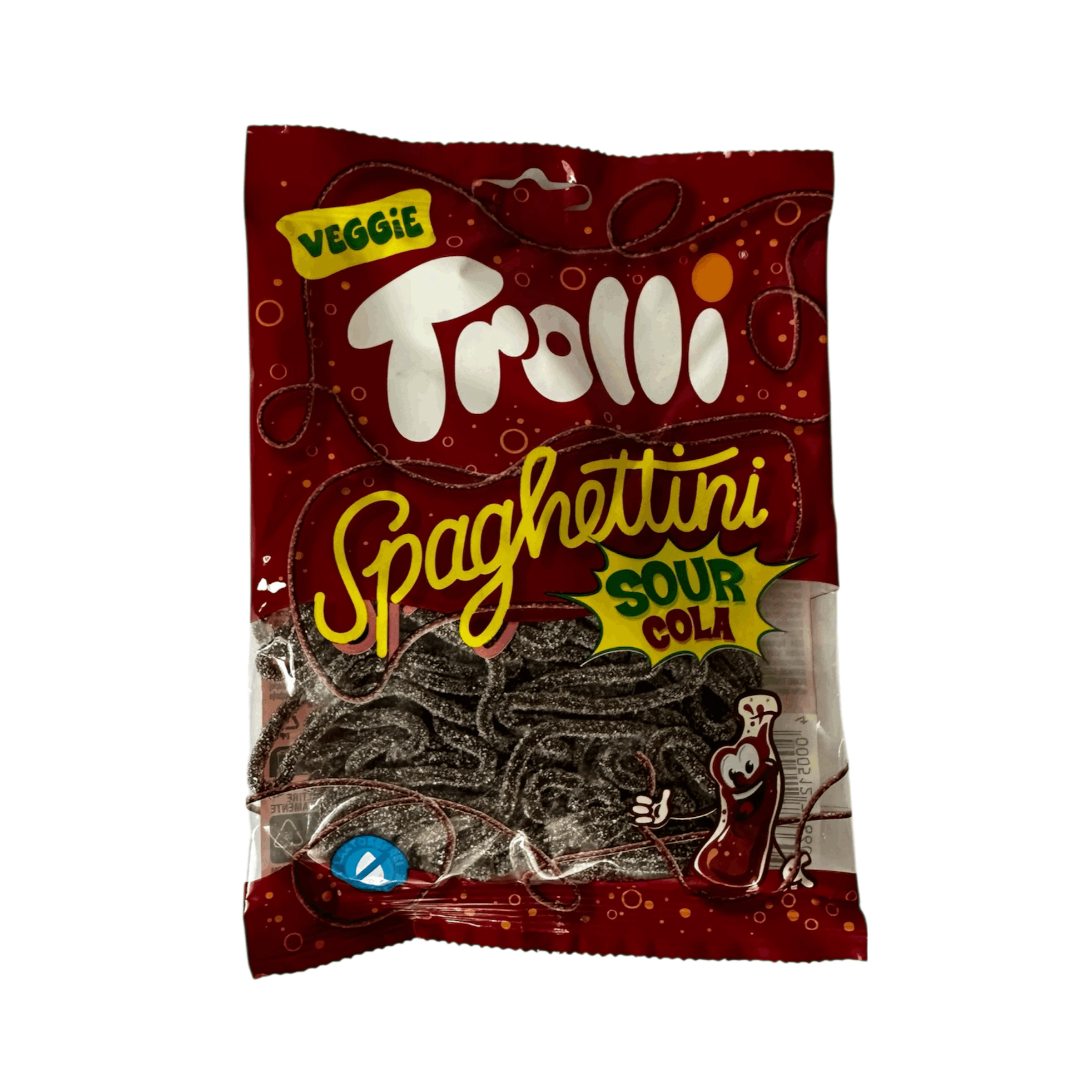 Image of Trolli Spaghettini Veggie Sour Cola – Fruity-sour Cola Enjoyment In Spaghetti Form, 100g Lactose-free, Sugar, German Sweets, High-quality Candy, Gummy Candies, Sweets, Snack, Yummy