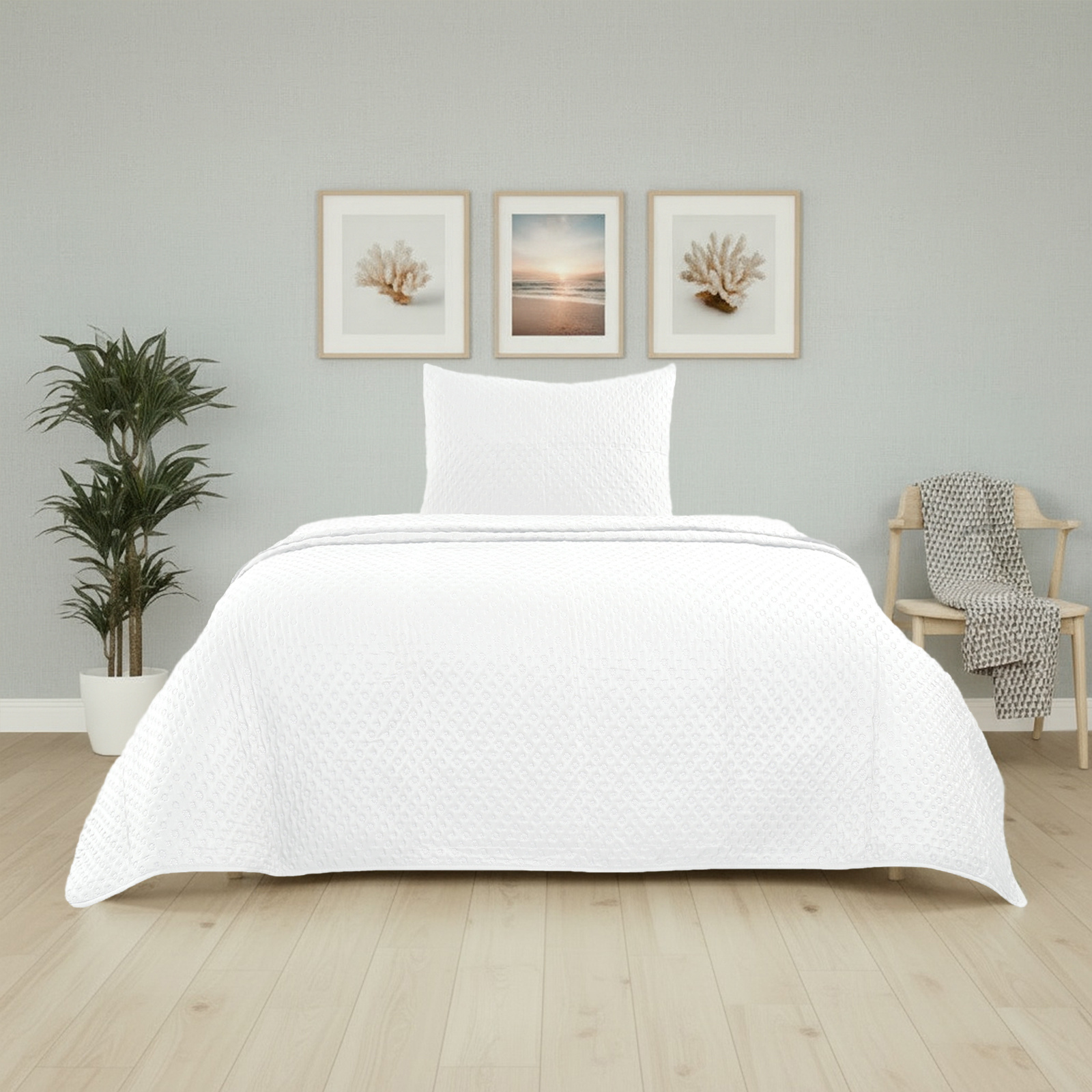 TEMU Colcha para Cama Idividual y , Cubre Cama Fundas de Almohada, 100% Poliéster Diseño de Estampado Ideal para Verano y