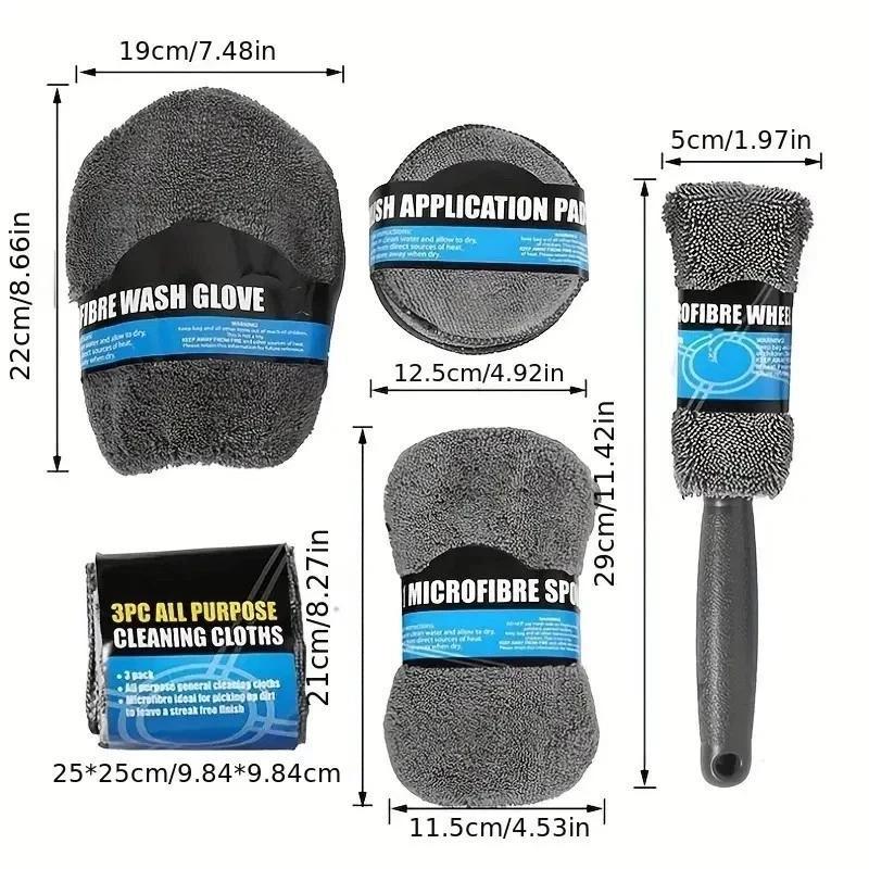 9pcs Professional Microfiber Car Cleaning Kit