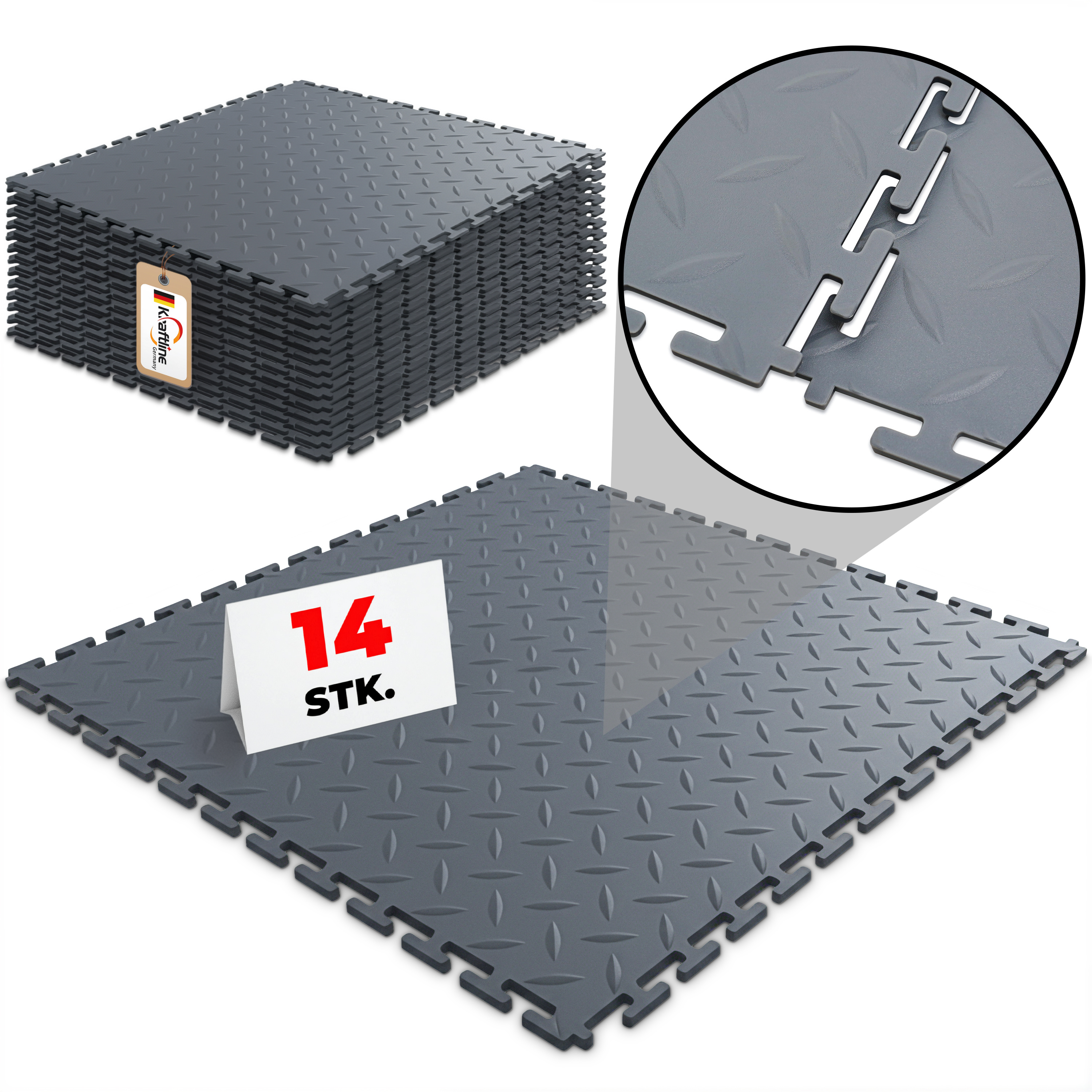 Kraftline® Garage Floor Click Tiles Made Of Pvc - Modular Workshop Floor With , Load-bearing Pvc Floor Covering For Garage & Workshop, Non-slip Floor Tiles, Modular Floor System