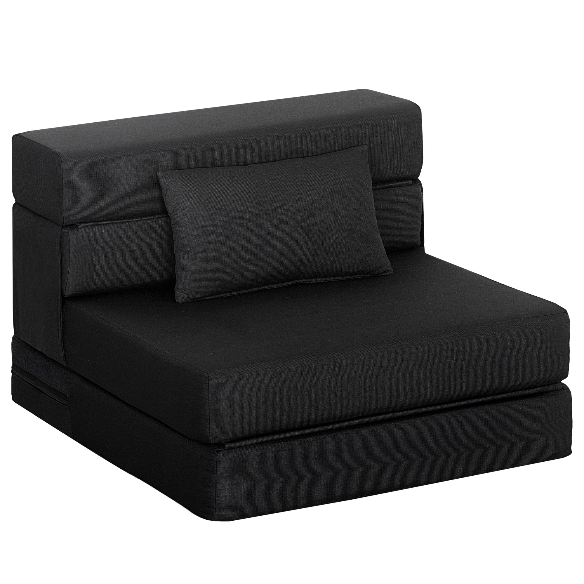 TEMU Fauteuil convertible 1 place 3 en 1, fauteuil lit pliant, chauffeuse 1 place en lin avec large assise, coussin inclus, matelas pliable 210 cm