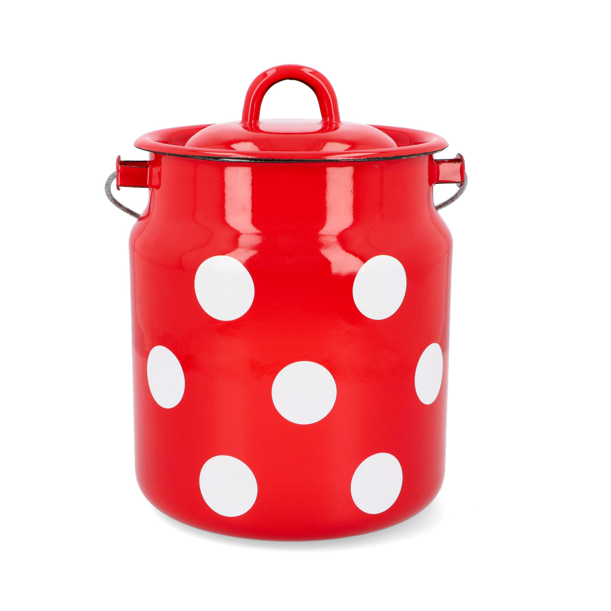 Image of Kuketo - 3l Enameled , Pig Container, Olkusz Enameled Steel Vessel For Storing Milk, Water, Beverages, Classic Kitchen Can With Lid And Carrying Handle, Traditional Household Enameled Dish