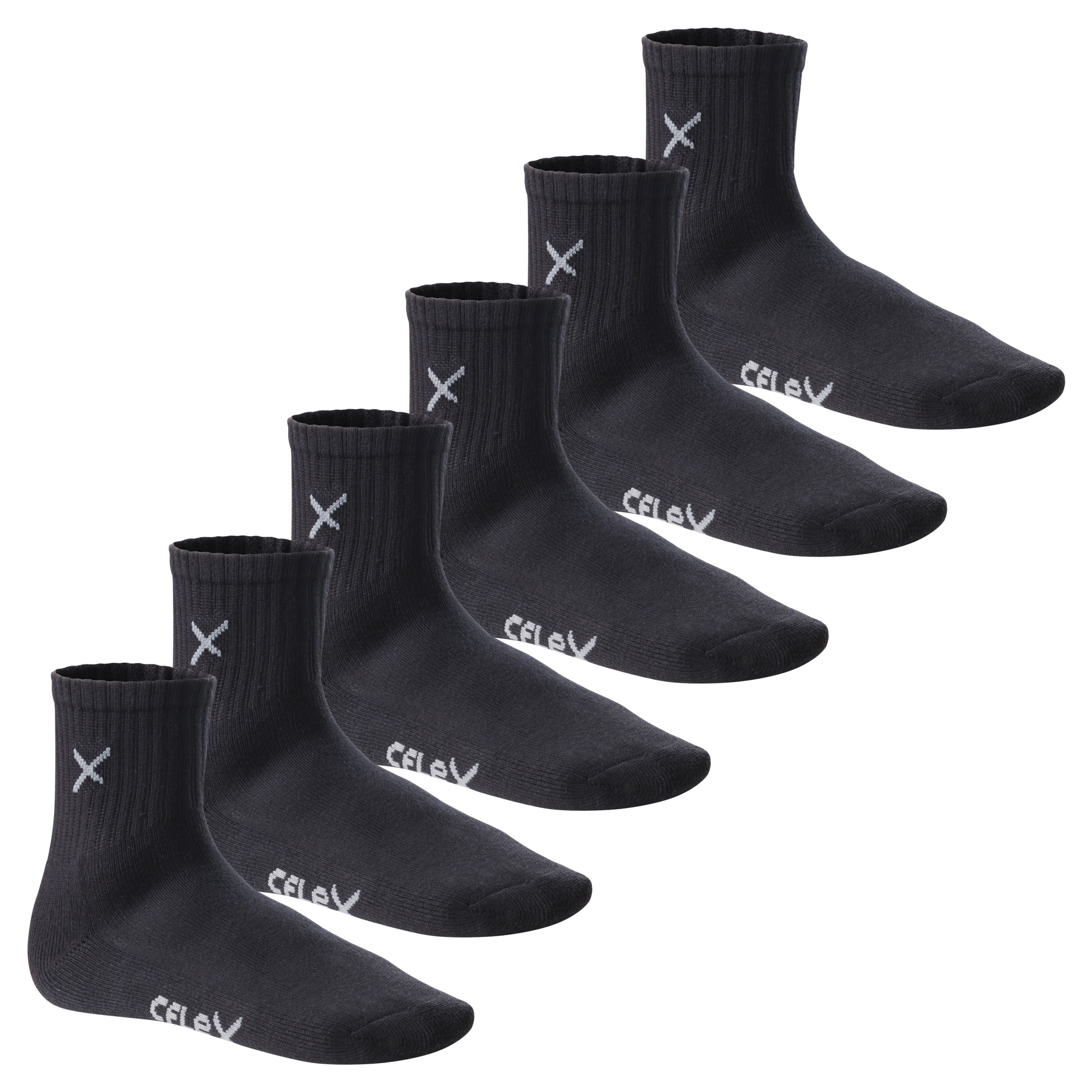 Image of Short Crew Tennis Socks For Women And Men - 6pcs Pack
