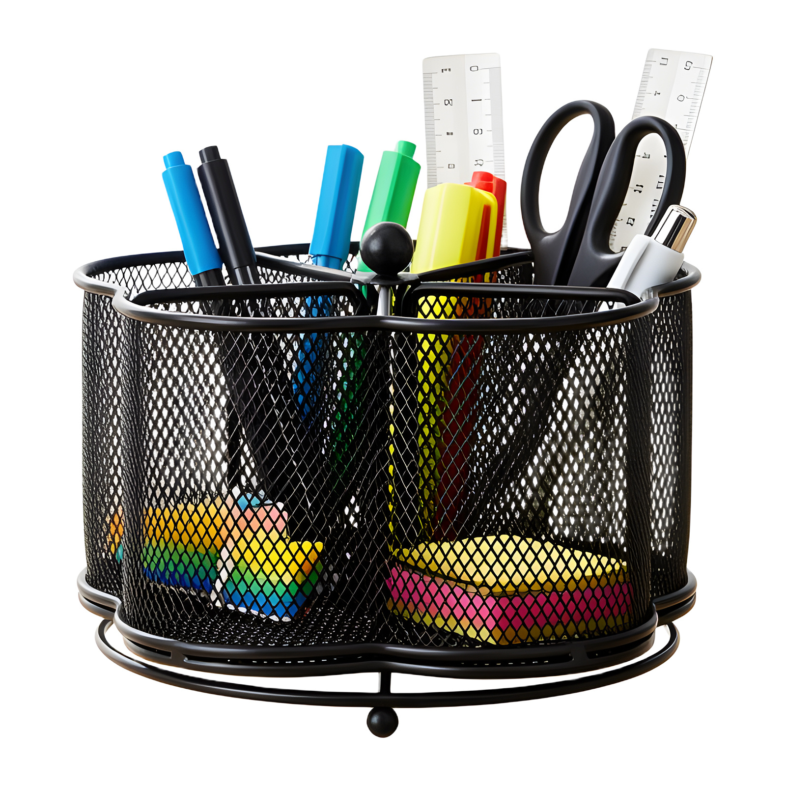 TEMU Kitchen Utensil Holder 360° Rotating Utensil Holder 18.29 X 12.95cm Large Metal Utensil Organizer 5-compartment Metal Utensil Caddy Rotatable