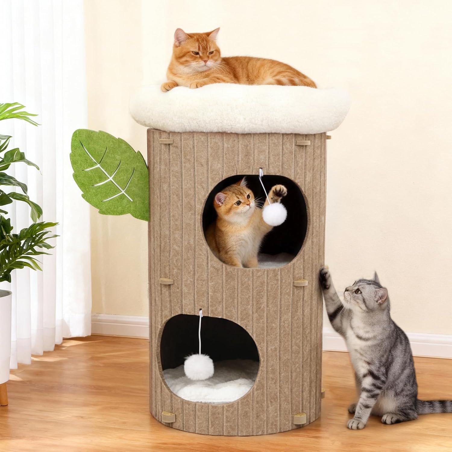 Scratch Tree Cat Tree 3-tiered | Stable Play With Scratching Board & Mats Up To 20kg