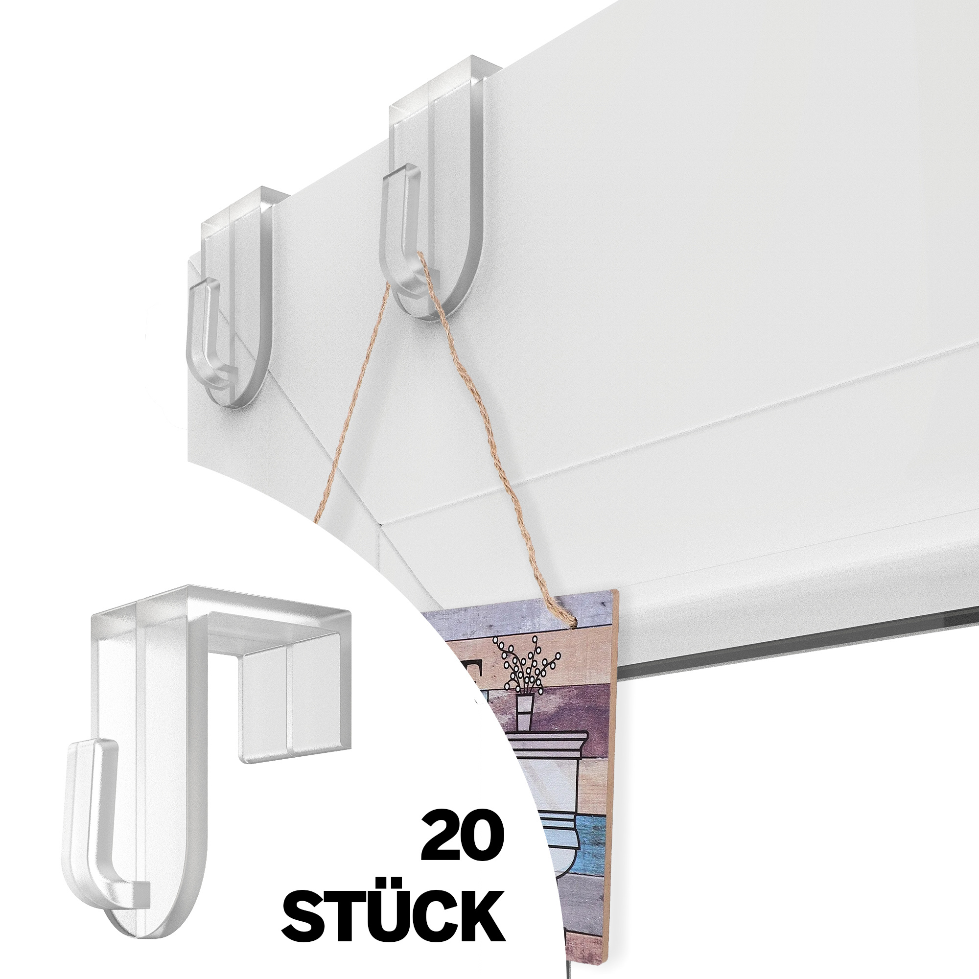 TEMU Home No-drill Window Hooks – 20 Transparent Hooks For Windows & Doors (up To 16 Mm) | Perfect For Window Decor, String Lights & Christmas | ,