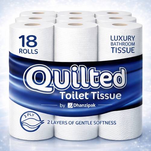 18 rolls of 2 ply soft quilted toilet paper length per roll strong absorbent toilet tissue