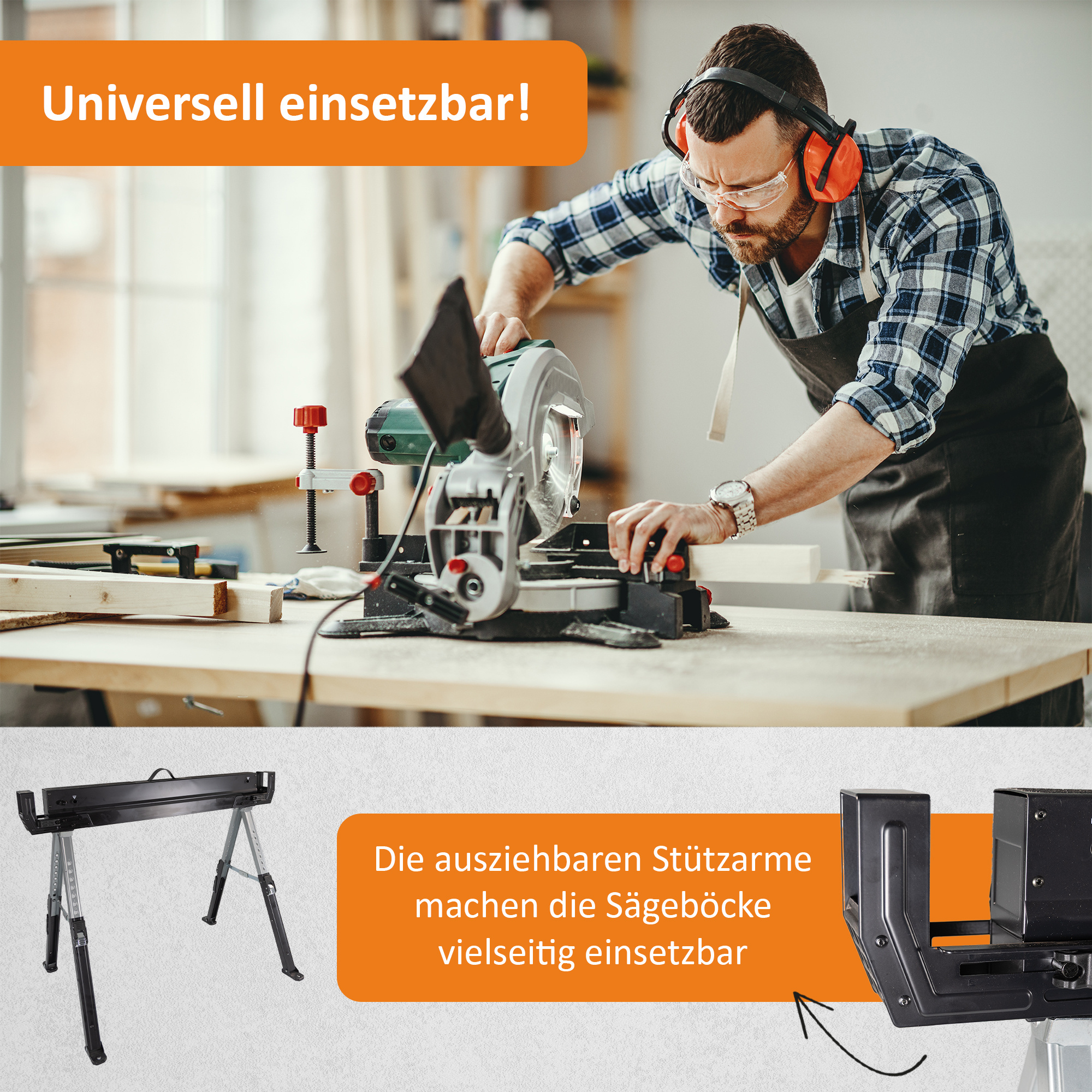 Adjustable Workbench 2-piece Set, Folding Bench With 590 Kg Load Capacity