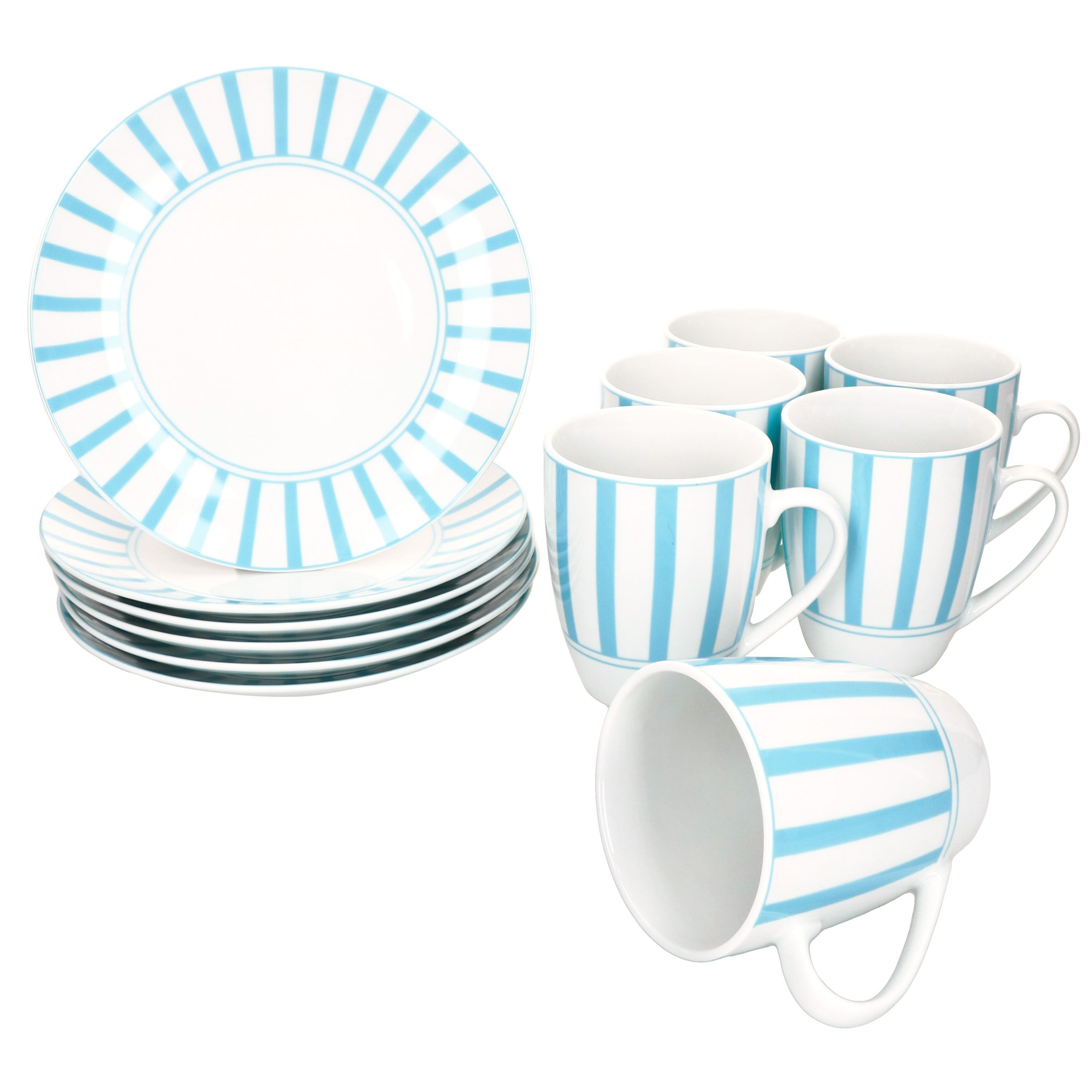 12pcs Breakfast Set Split Porcelain For 6 People