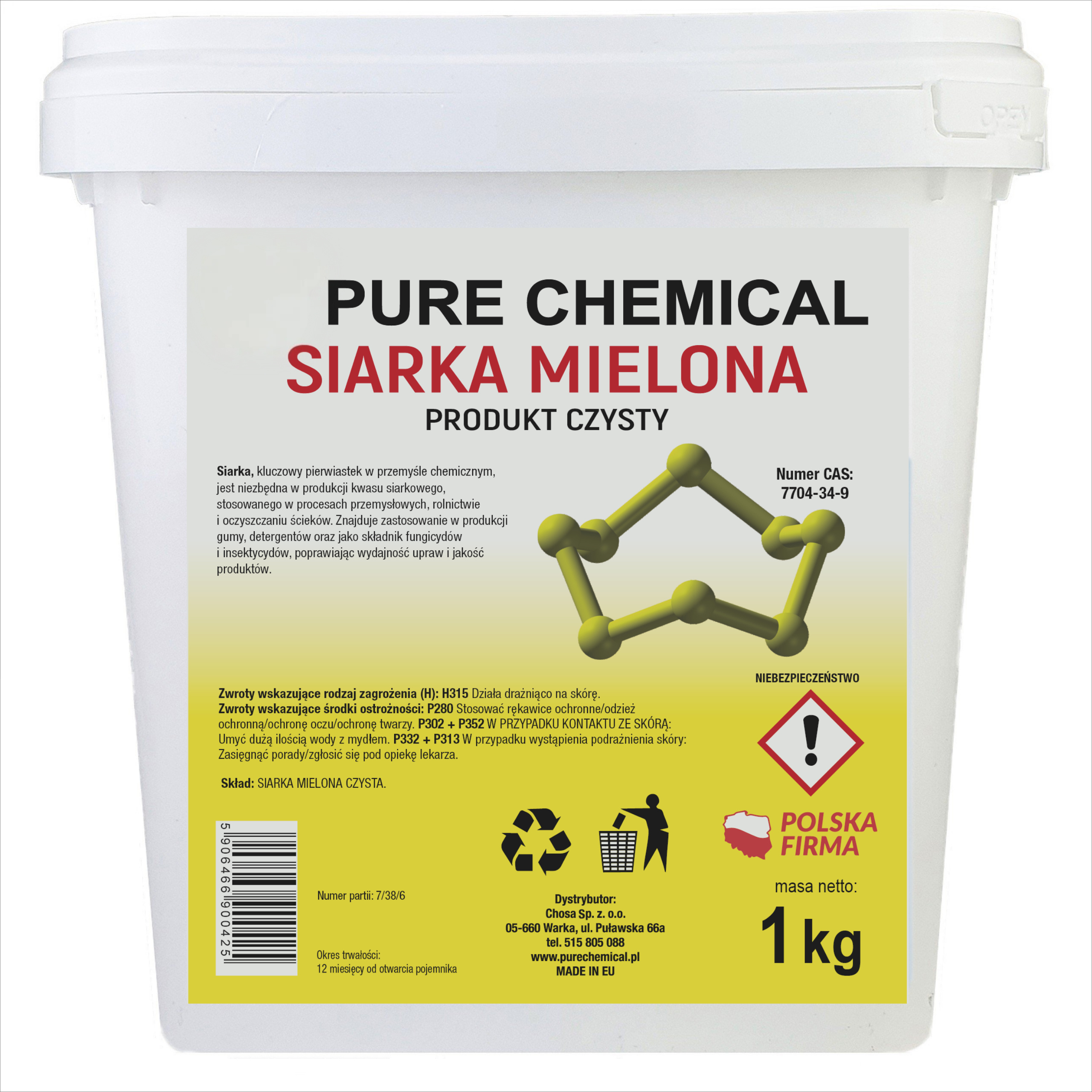 Image of Pure Ground Sulfur – 1 Kg, Ground Technical Chemical Product