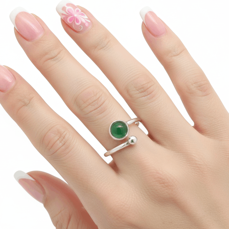 925 Sterling Silver Gemstone Adjustable Wrap Ring