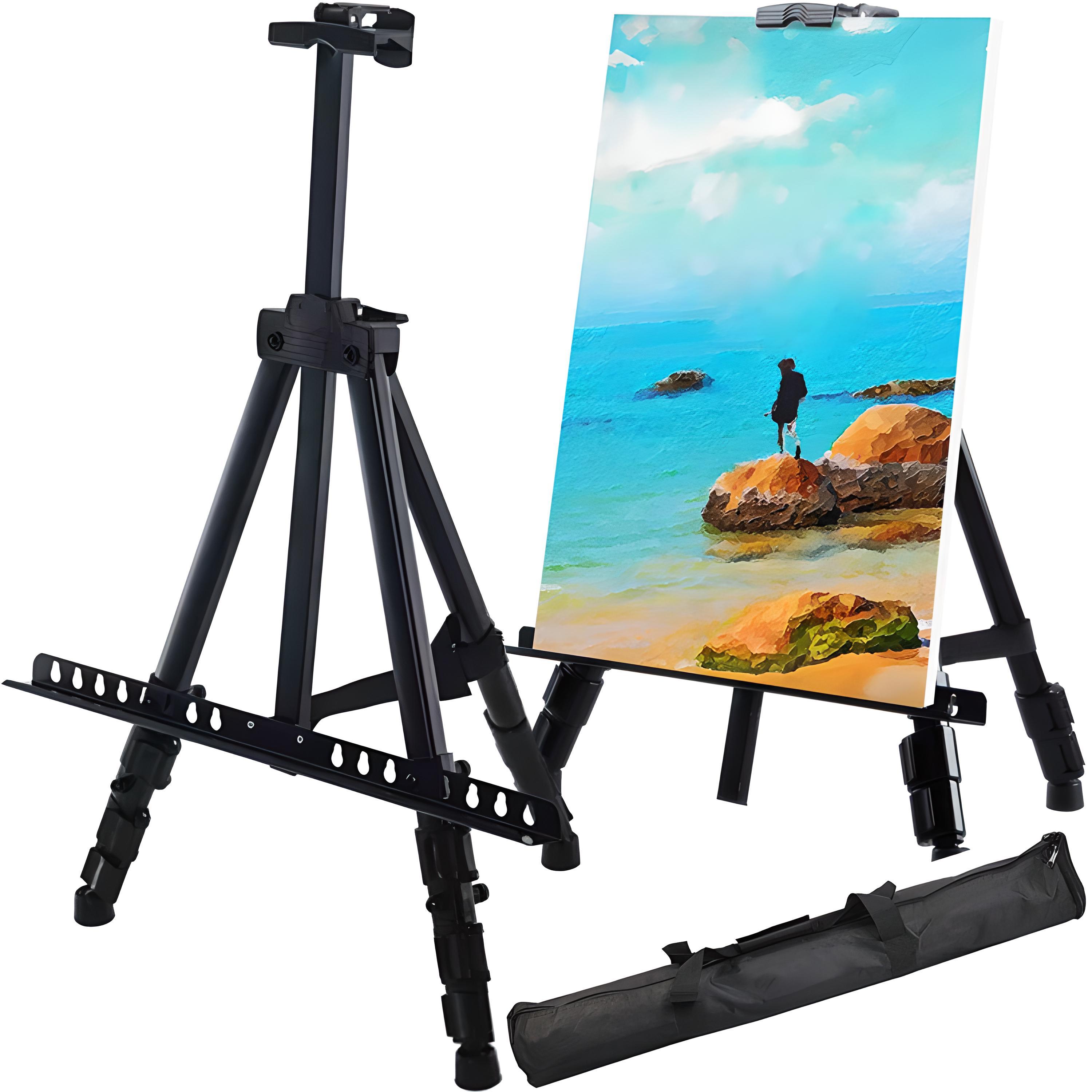 Adjustable Metal Field Easel, Foldable Up To 158 Cm, With Carrying Bag For Painting And Drawing