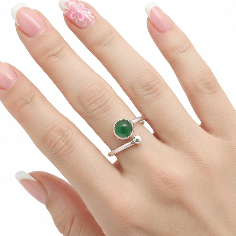 925 Sterling Silver Gemstone Adjustable Wrap Ring