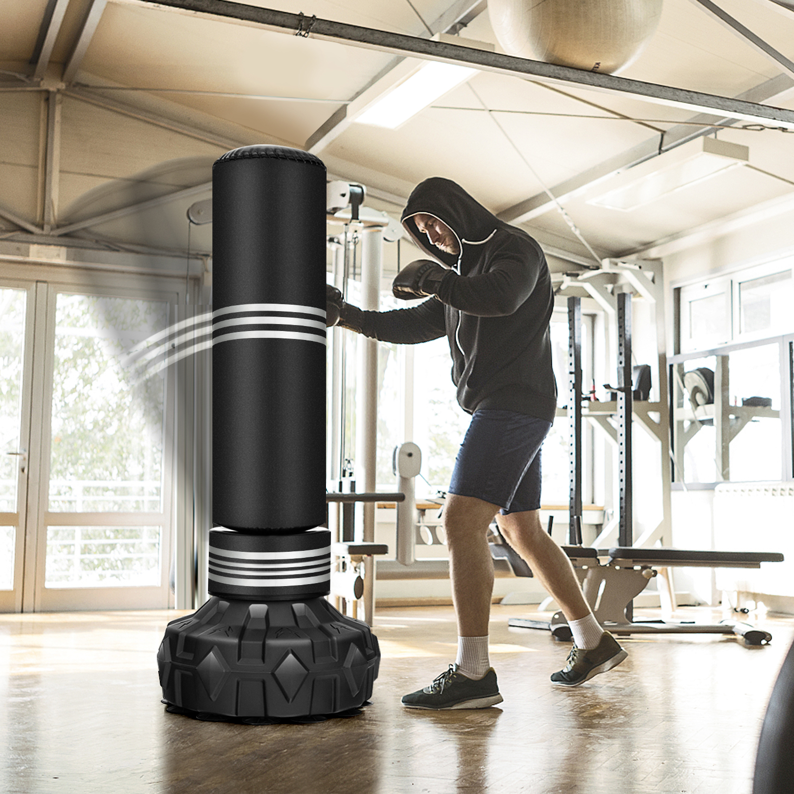 Image of Punching Bag With Stand, 67" Heavy Boxing Bag With Fillable Suction Cup Base For Adults Teenagers Youth Kids, Stand Kickboxing Bag For Home Gym Office