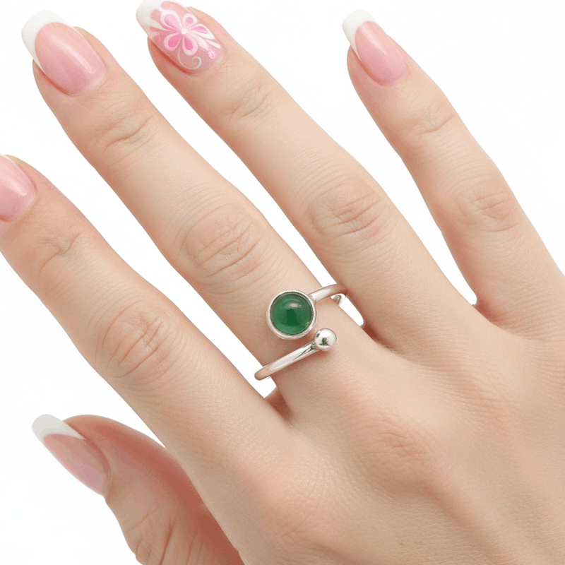 925 Sterling Silver Gemstone Adjustable Wrap Ring