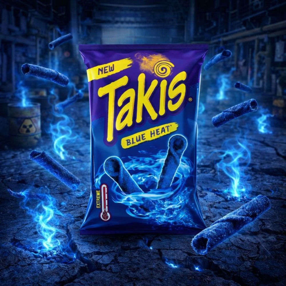 Takis Blue Heat - Rolled Tortilla Chips - Radiant Blue, Fiery-spicy Corn Chips