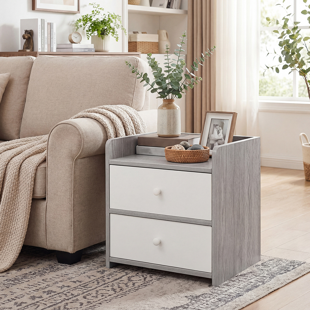 TEMU Small 2 Drawer Bedside Cabinet Compact Space-saving Nightstand Wooden Drawers, Chest Of Drawers Organizer Unit, Side Cabinet Sofa End Tables
