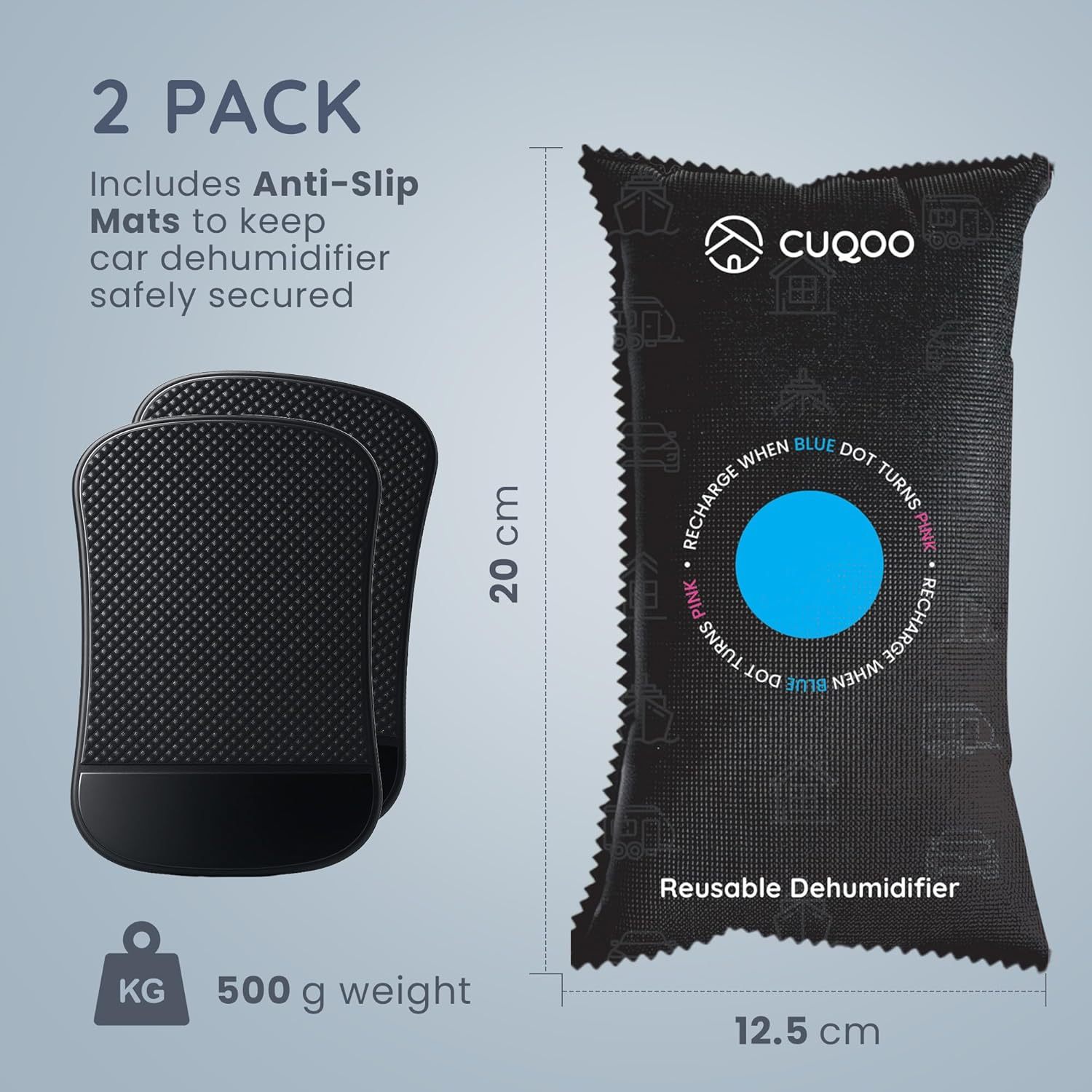CUQOO Car Dehumidifier Bag, Reusable Moisture Absorber