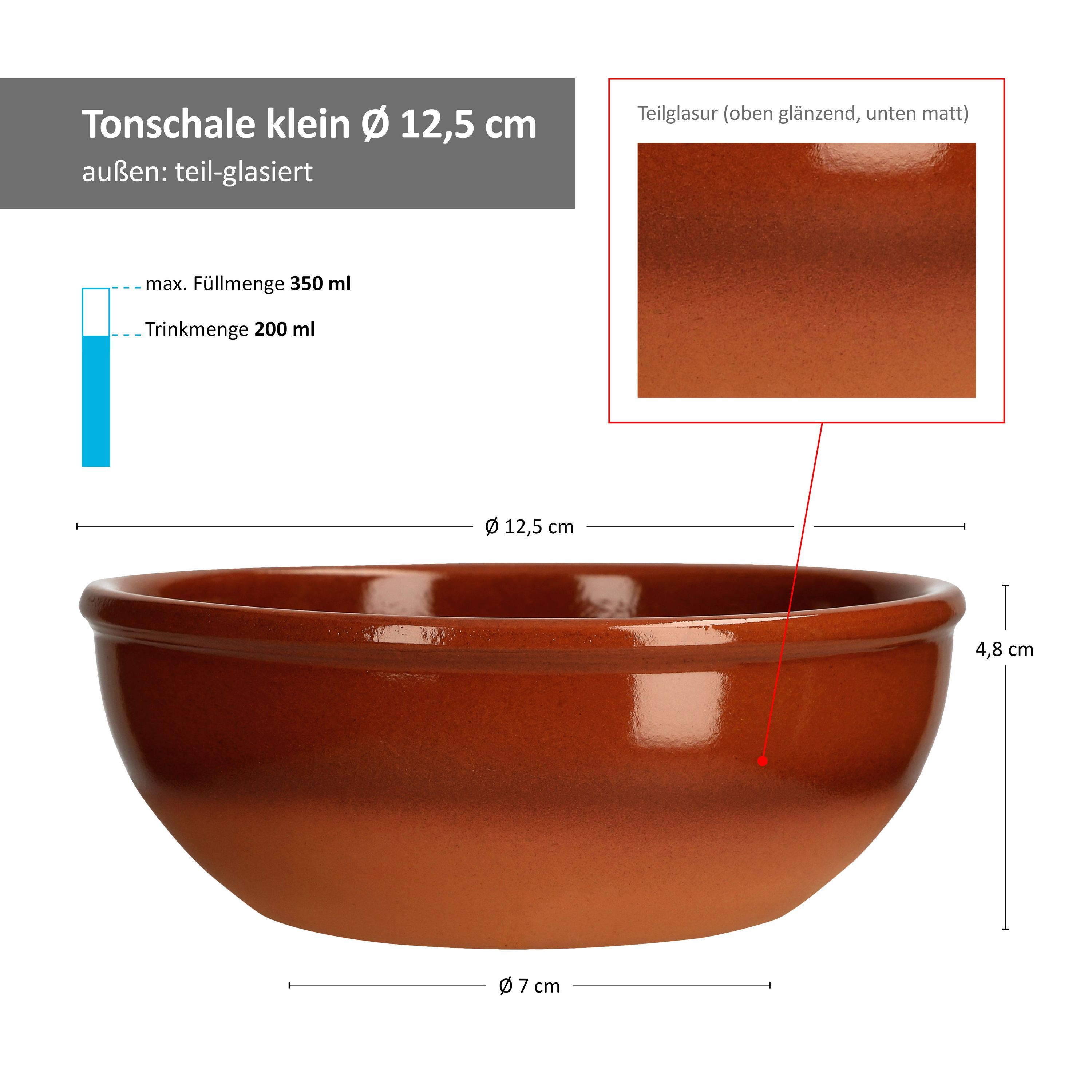7-piece Brown Glazed Clay Bowl Set - 6x 350ml Bowls + 1x 1l Bowl - 6x 99539 + 99537