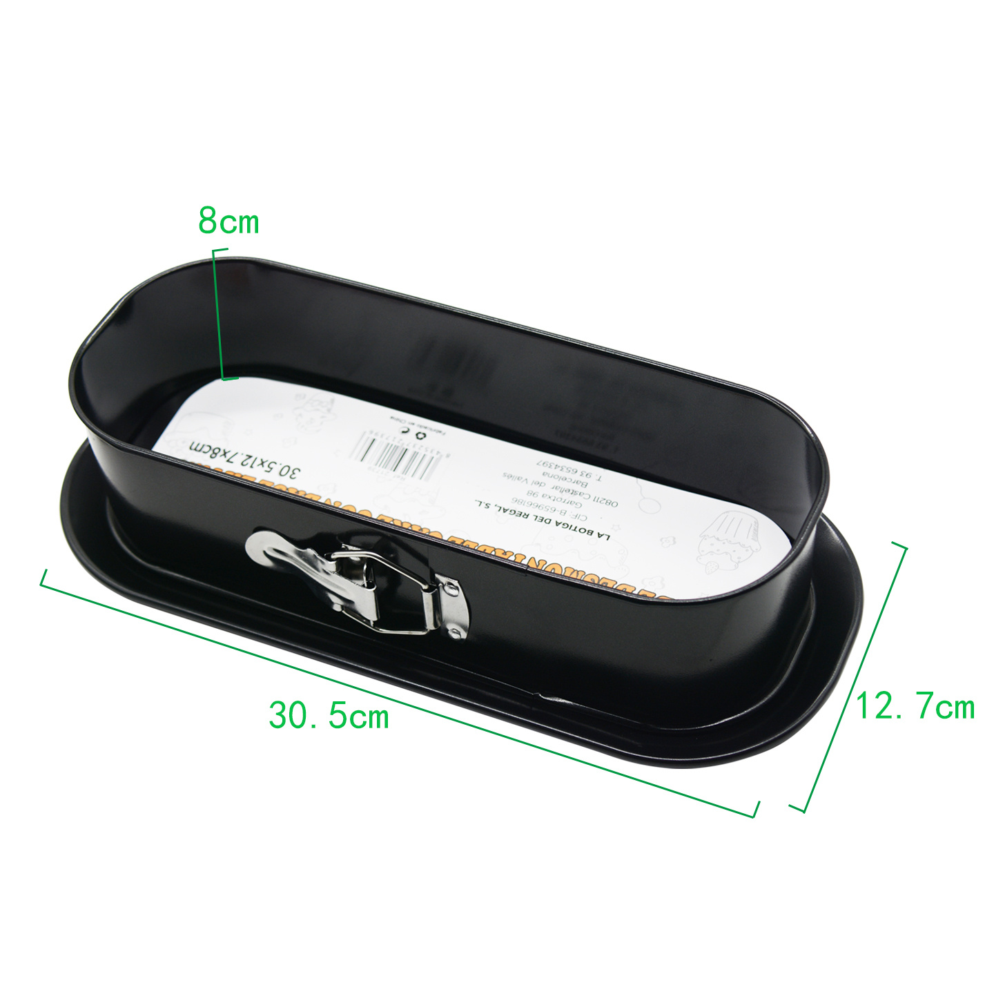 TEMU Molde de Acero al Carbono Elíptico con 30.5×12.7×8cm (Profunda 8cm + Cierre)