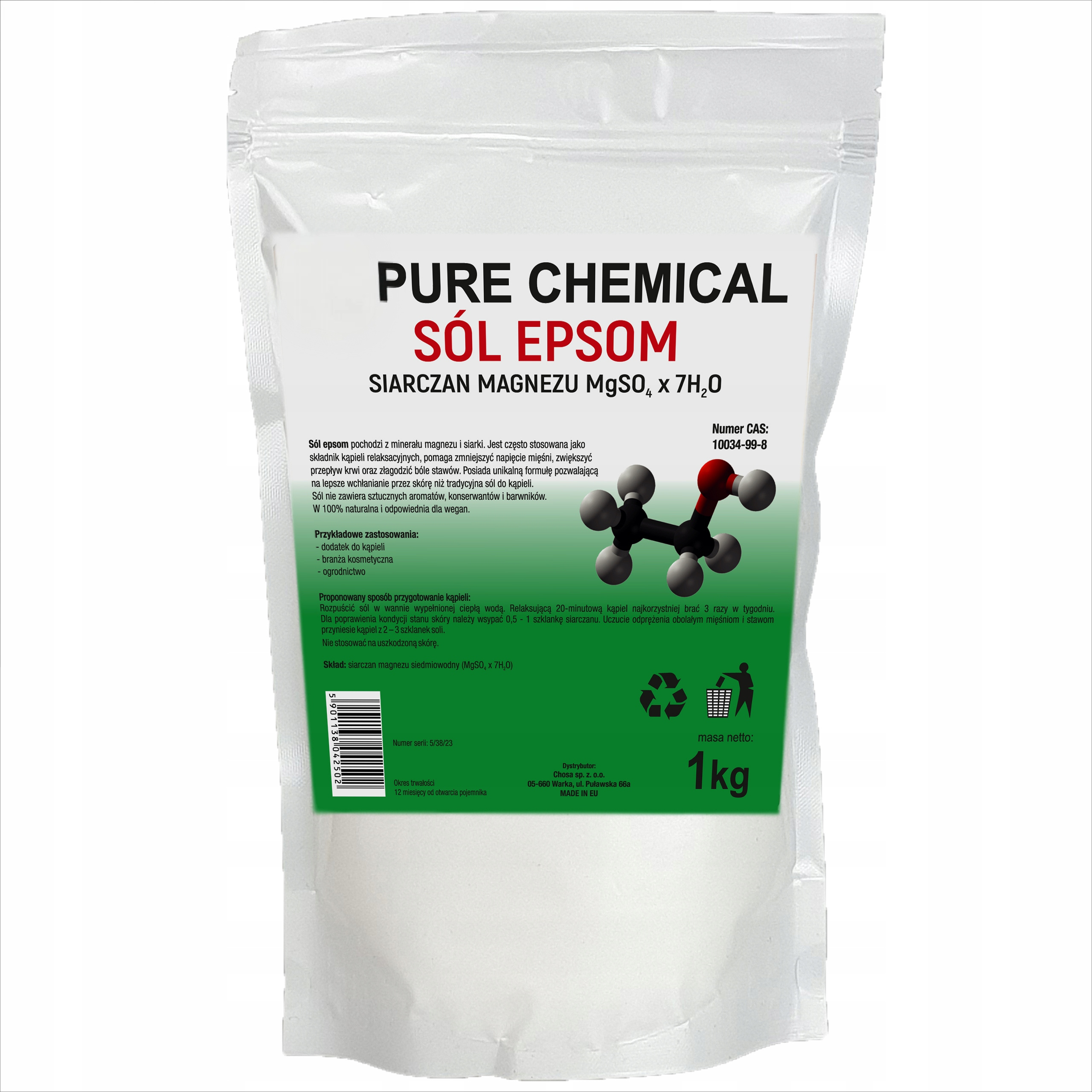 TEMU Epsom Salz - Magnesiumsulfat - Reines Produkt - 1 kg
