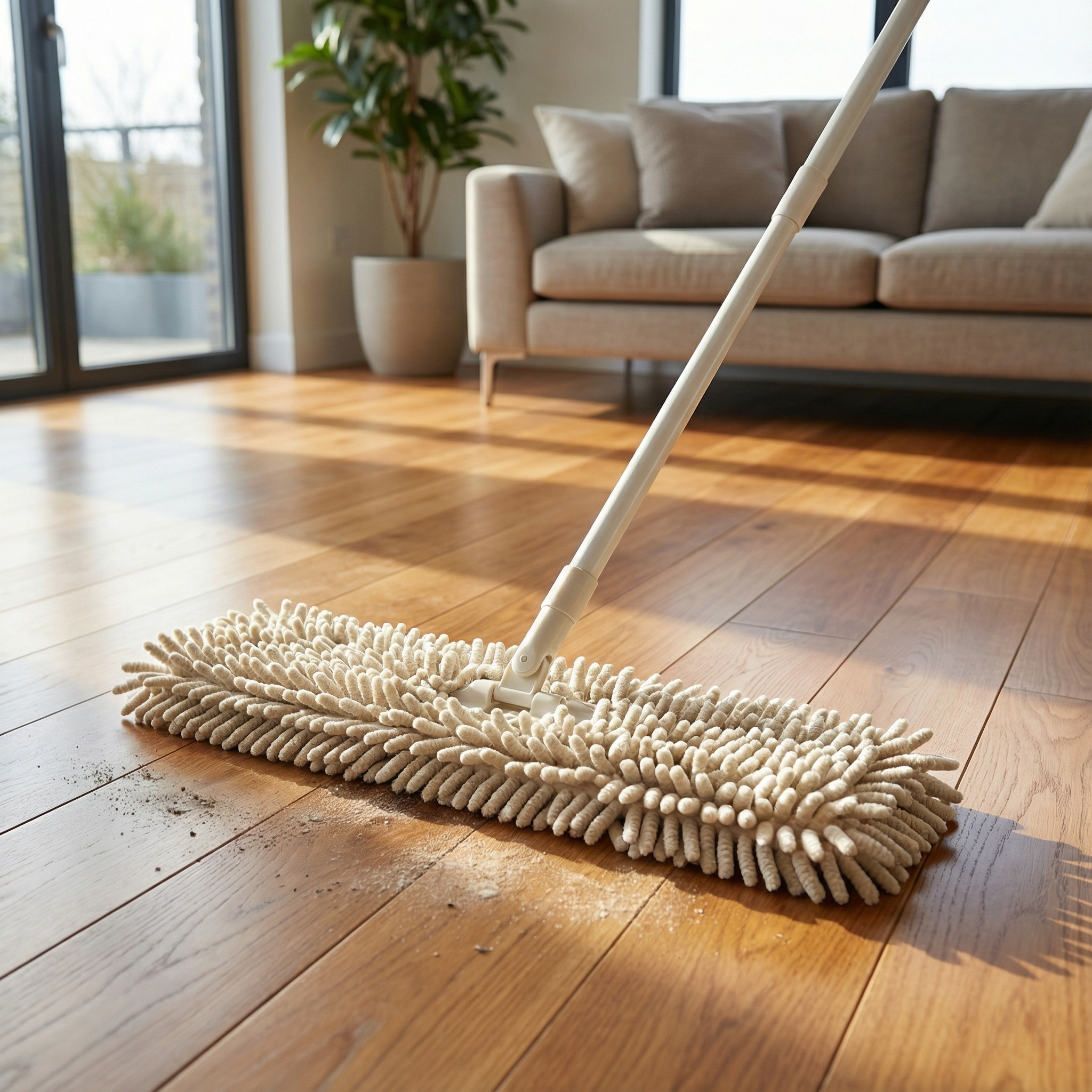 TEMU Mopa de Microfibra, Cabezal de fibra de Chenilla, 120CM, Ideal para Limpieza de Pisos