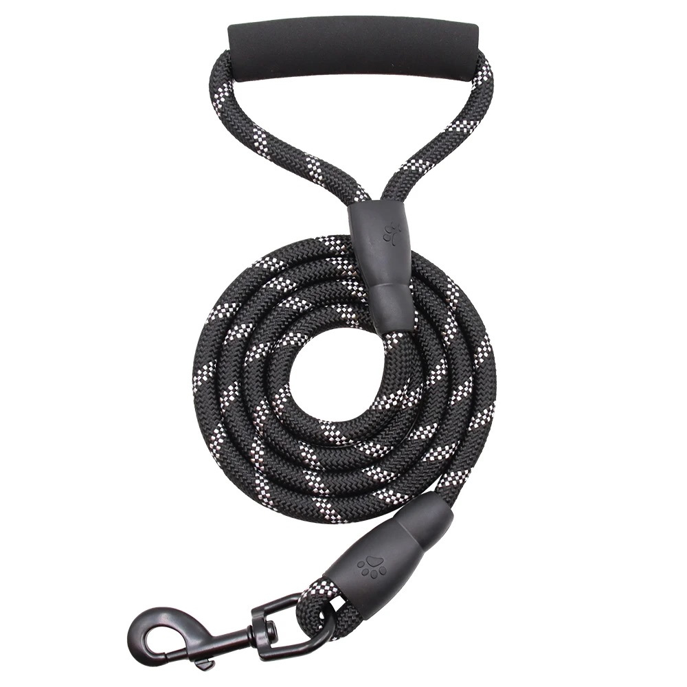 Image of Dog Leash Made Of Nylon Rope With A Handle And Metal Carabiner