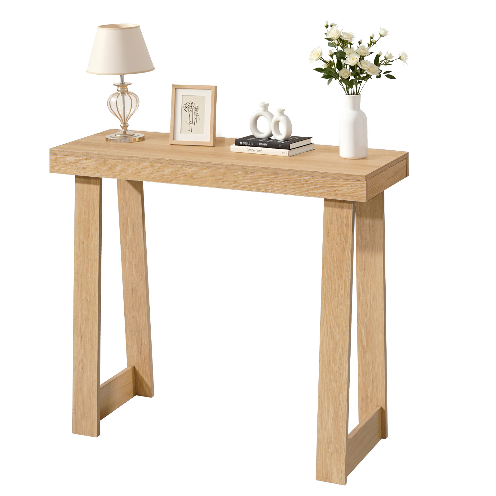 Image of Vevor 91.5 Cm Console Table, Modern Desk Behind The Couch, Wooden Rectangle Entrance Desk, Narrow Long Sofa Table Accent Stand, Ideal For Hallway, Bedroom, Living Room, Foyer, Easy Assembly