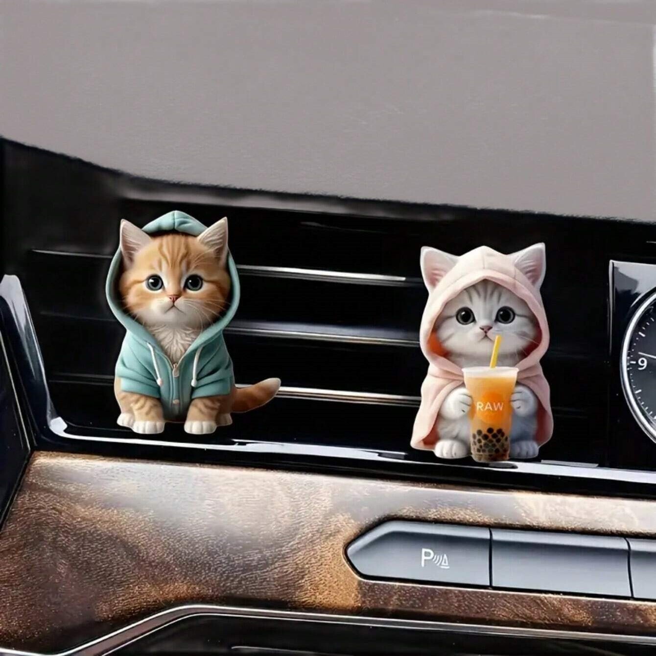 2pcs cute 2d cat car air freshener clip set scent diffuser vent decoration for car fragrance diffusers vent clips and decorations for car air outlets suitable for holiday decor details 0