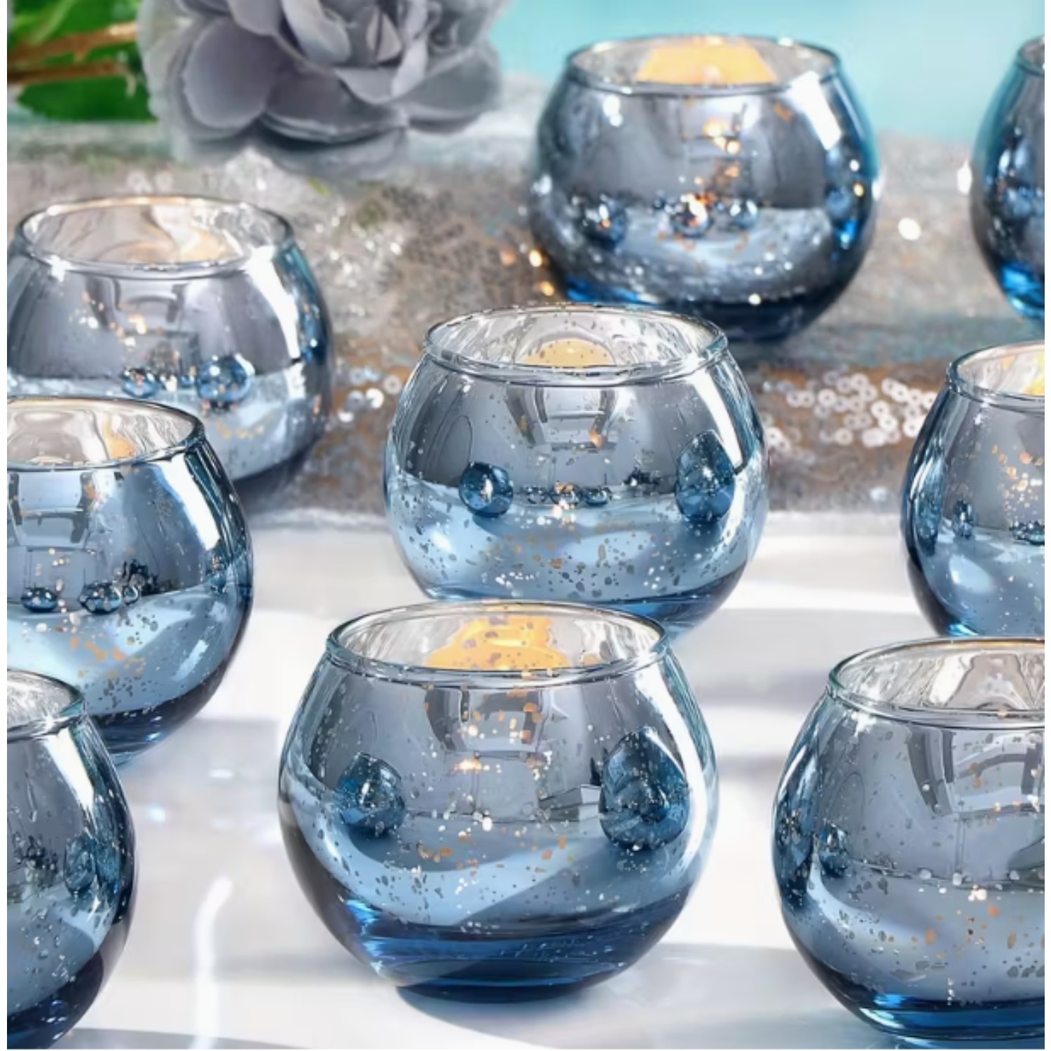 Image of 12 Pack Candle Holders | Round Clear Tea Light Cups, Multi Color Set, Small Candle Holders For Wedding Centerpieces, Party & Home Table Decor, 5cm*5cm, Contemporary Style