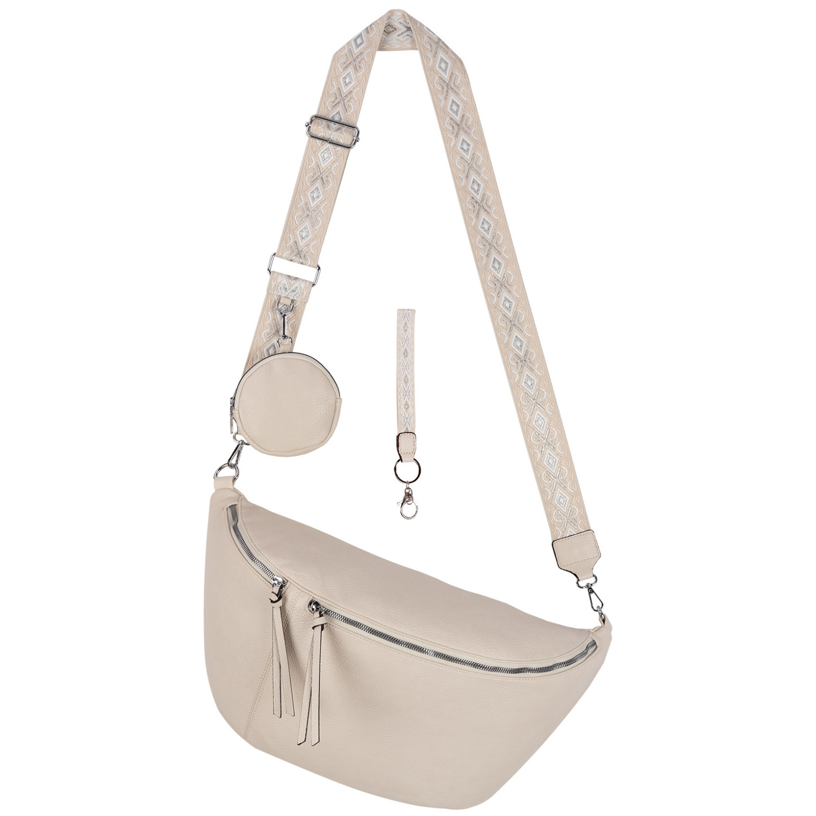 Waist Bag Crossbody Bag Hip Bag Artificial Leather Italy Design Beige